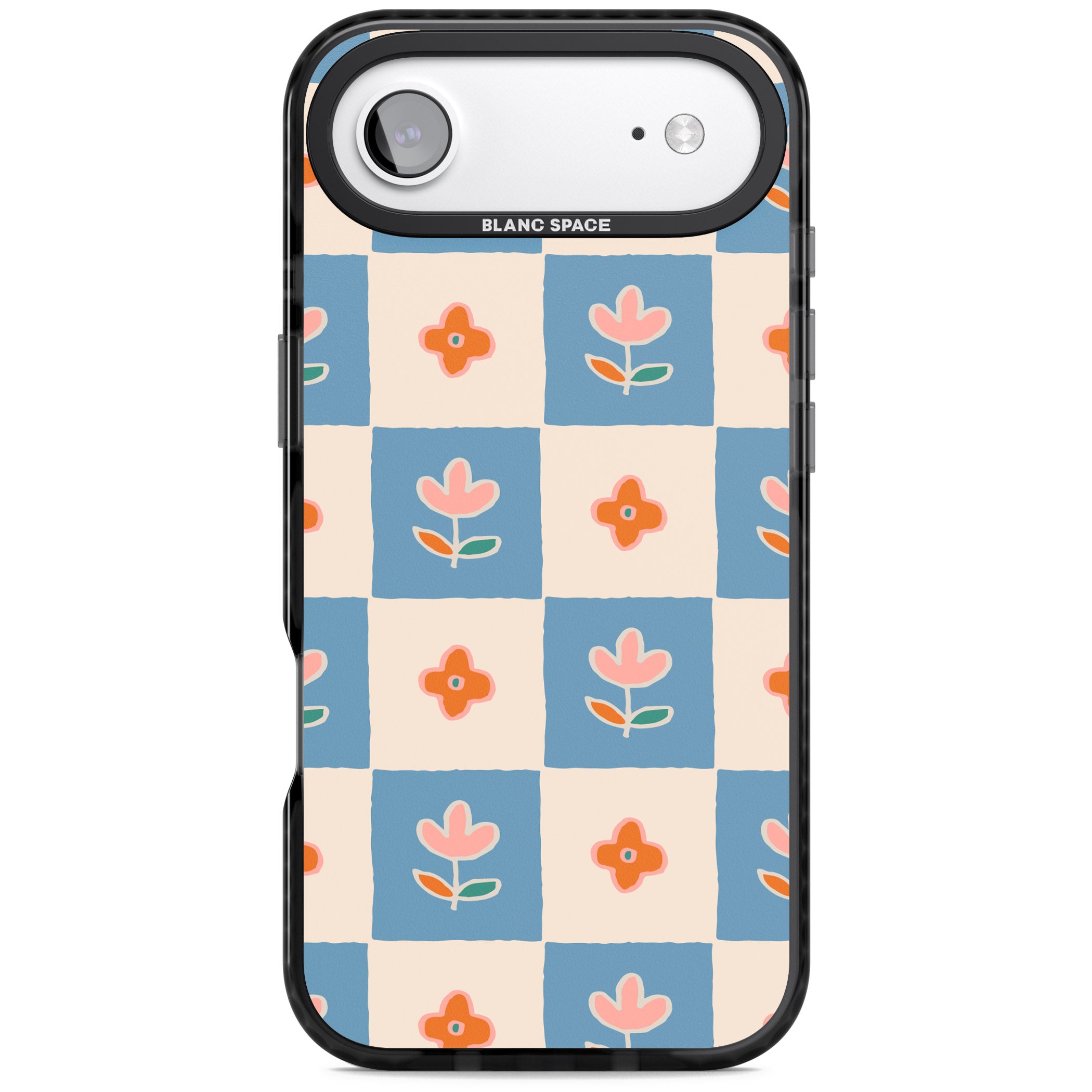 Vintage Bloom Checkered iPhone 17 Air Impact Black Phone Case