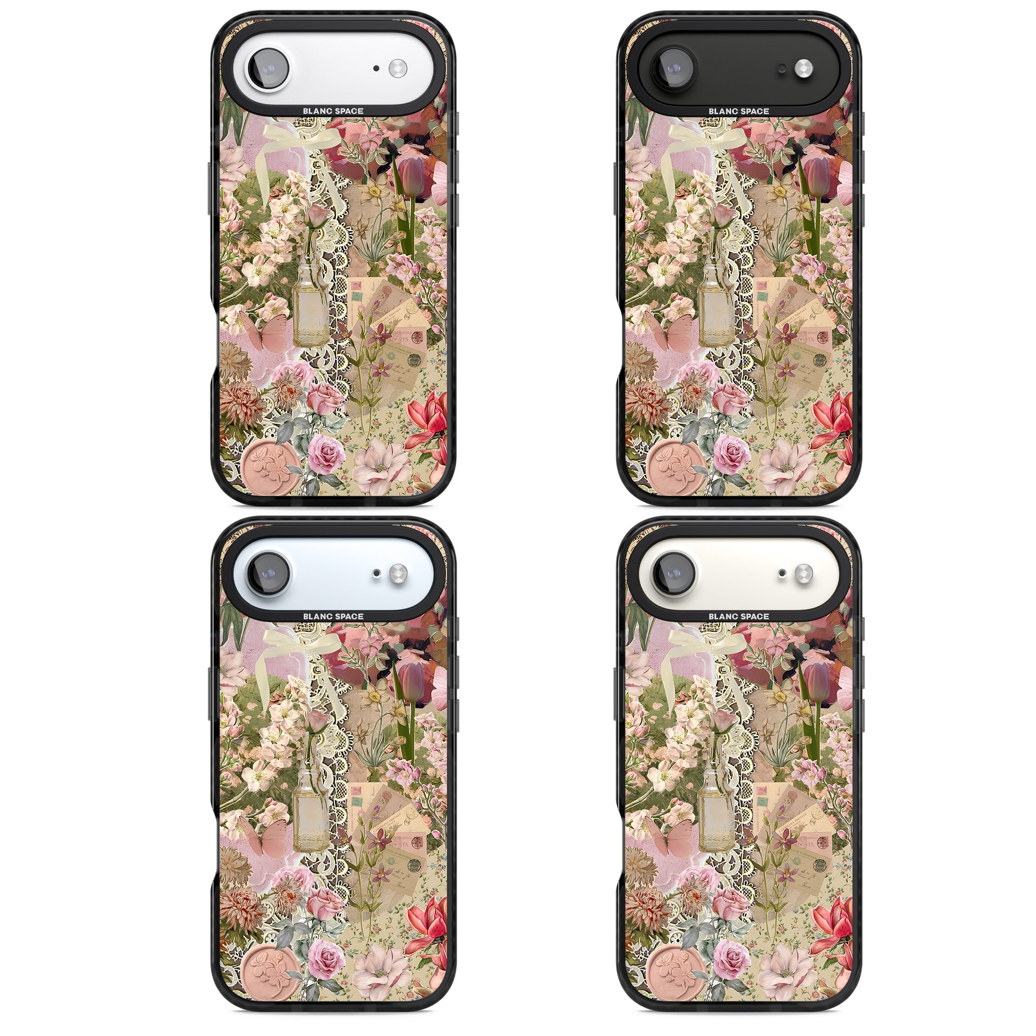 Soft Pink Flower Collage iPhone 17 Air Impact Black Phone Case APT Impact Protection