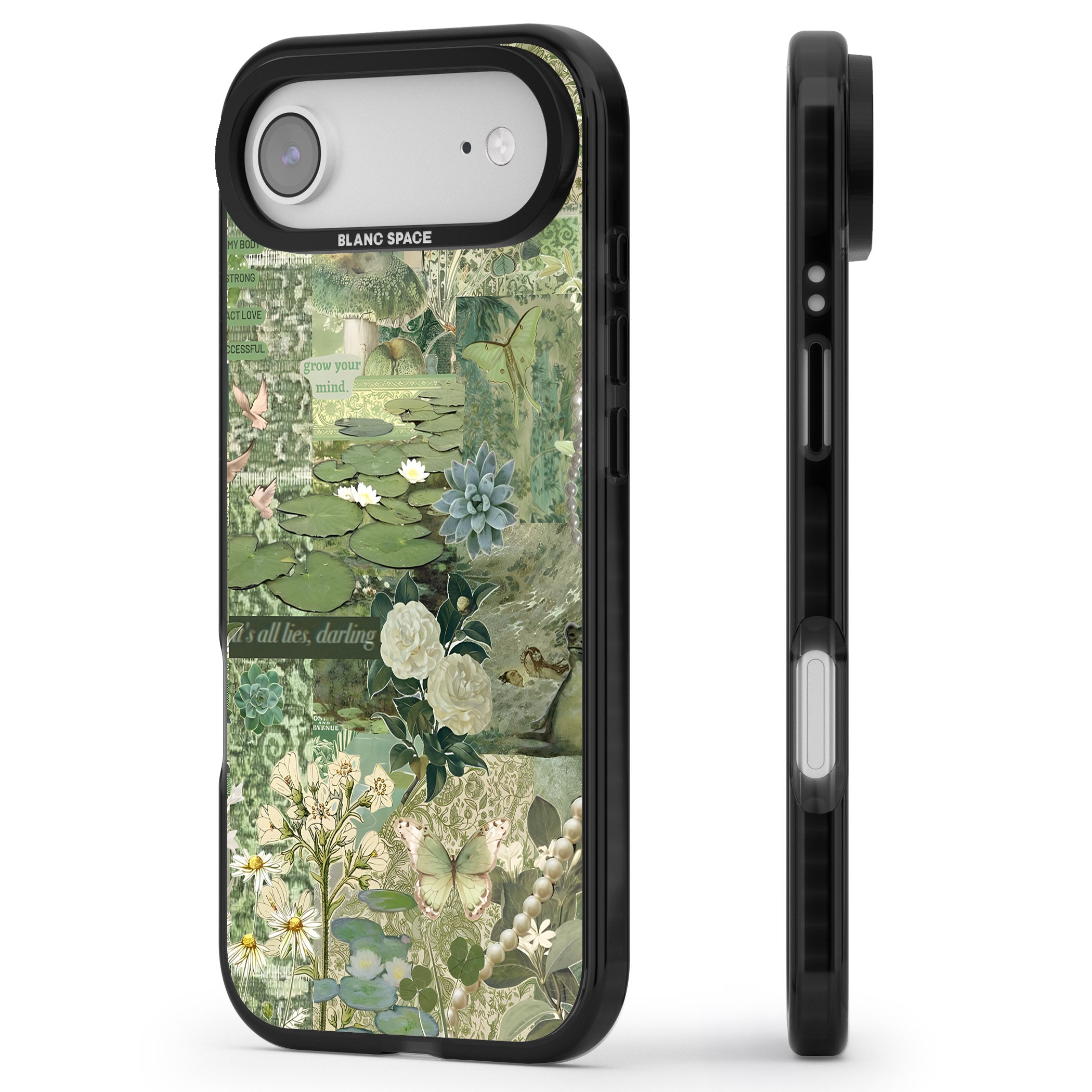 Sage Collage iPhone 17 Air Impact Black Phone Case Side Profile