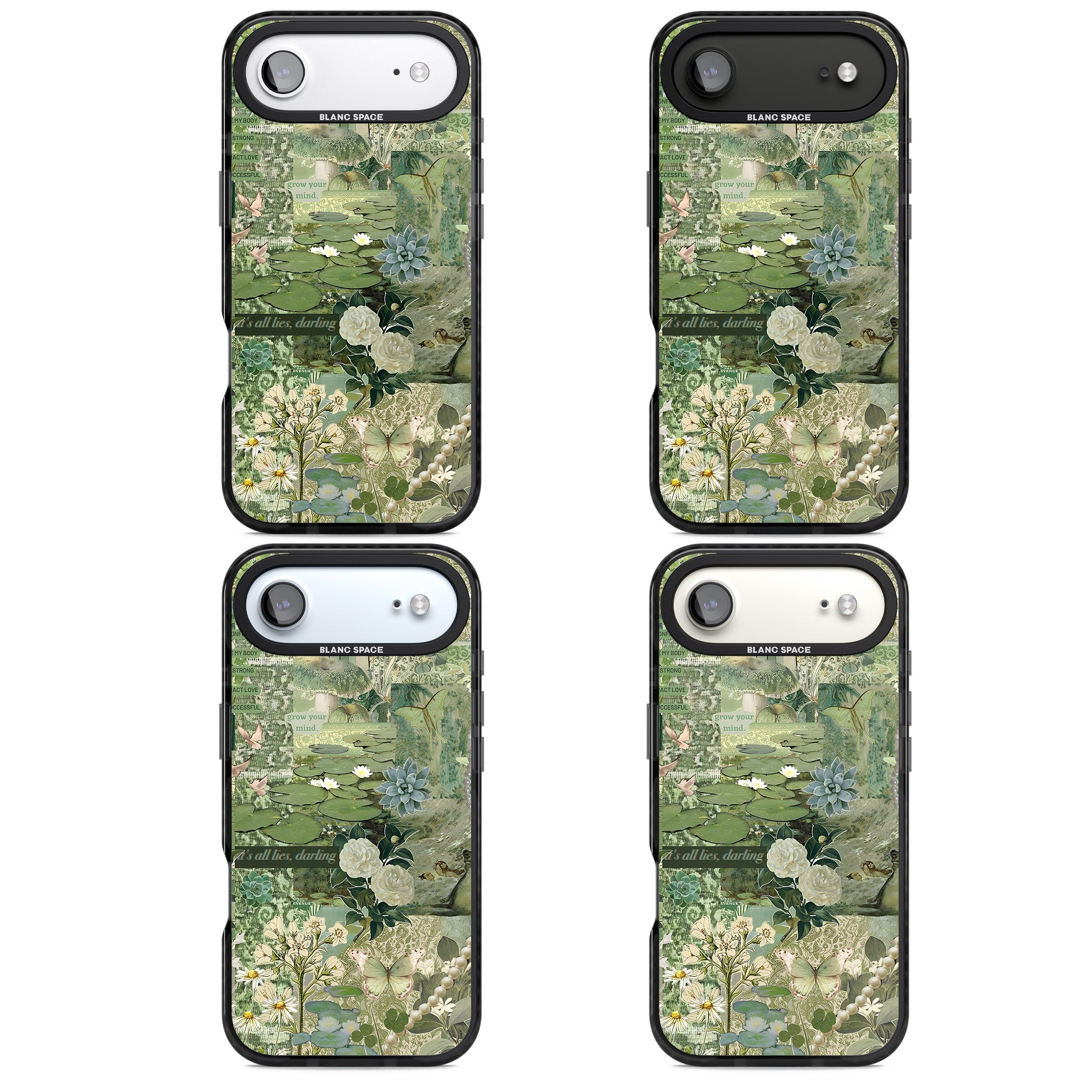 Sage Collage iPhone 17 Air Impact Black Phone Case APT Impact Protection