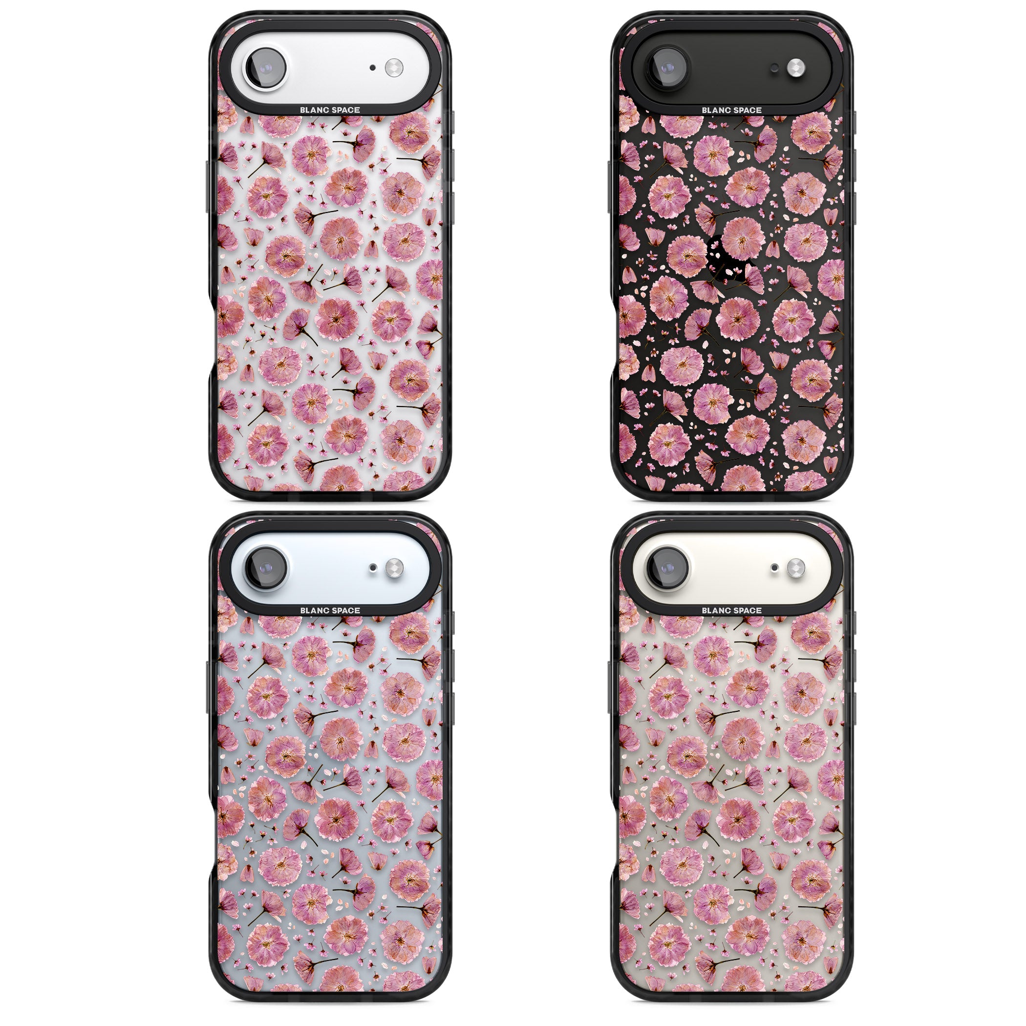 Pink Florals & Blossom iPhone 17 Air Impact Black Phone Case APT Impact Protection