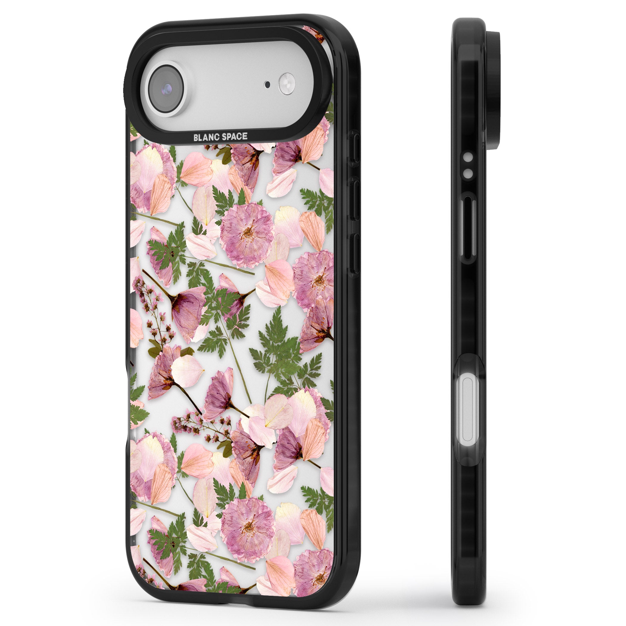 Pink Floral Appreciation iPhone 17 Air Impact Black Phone Case Side Profile