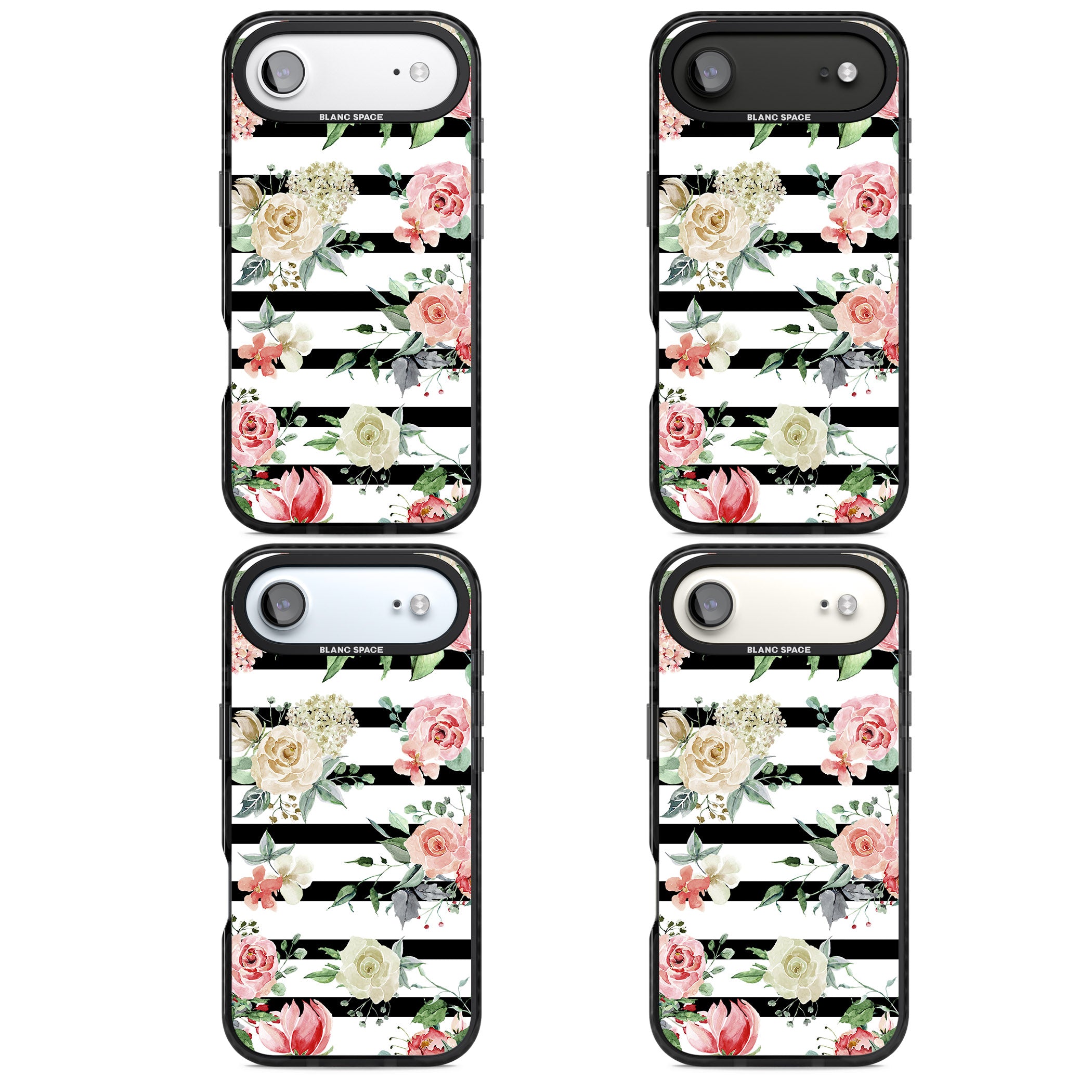Floral Stripes iPhone 17 Air Impact Black Phone Case APT Impact Protection