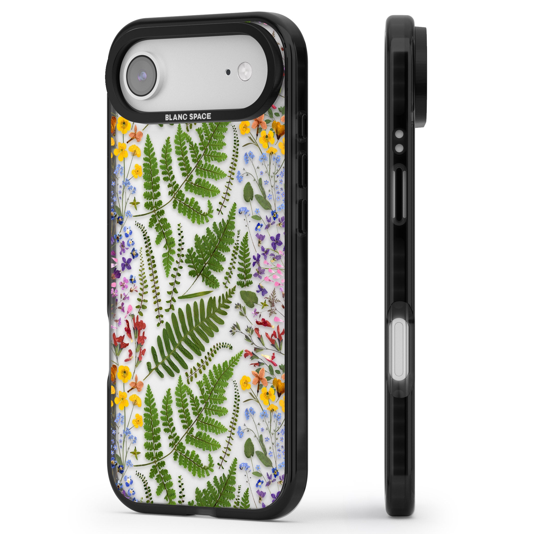 Botanical Fern & Floral iPhone 17 Air Impact Black Phone Case Side Profile