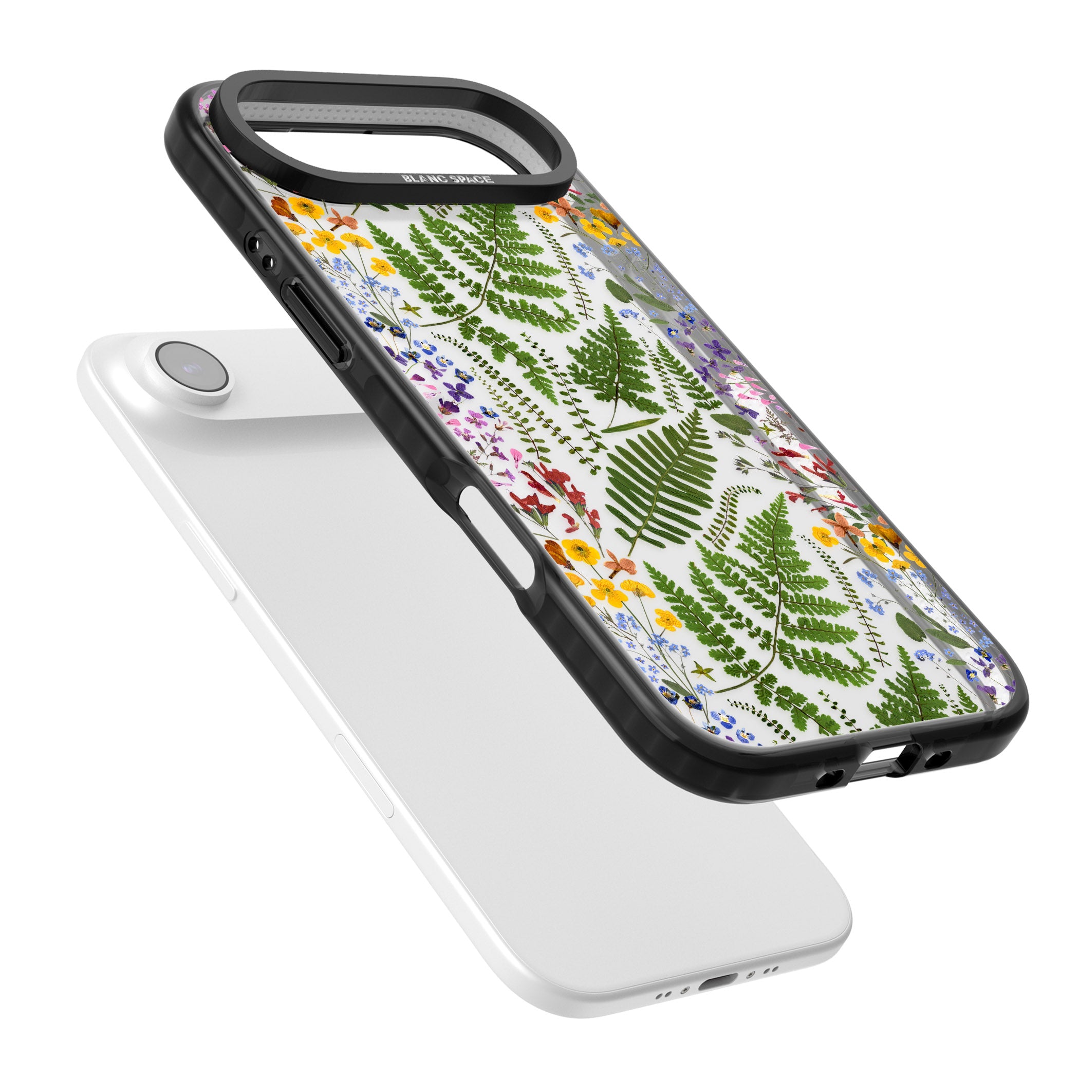 Botanical Fern & Floral iPhone 17 Air Impact Black Phone Case Colours