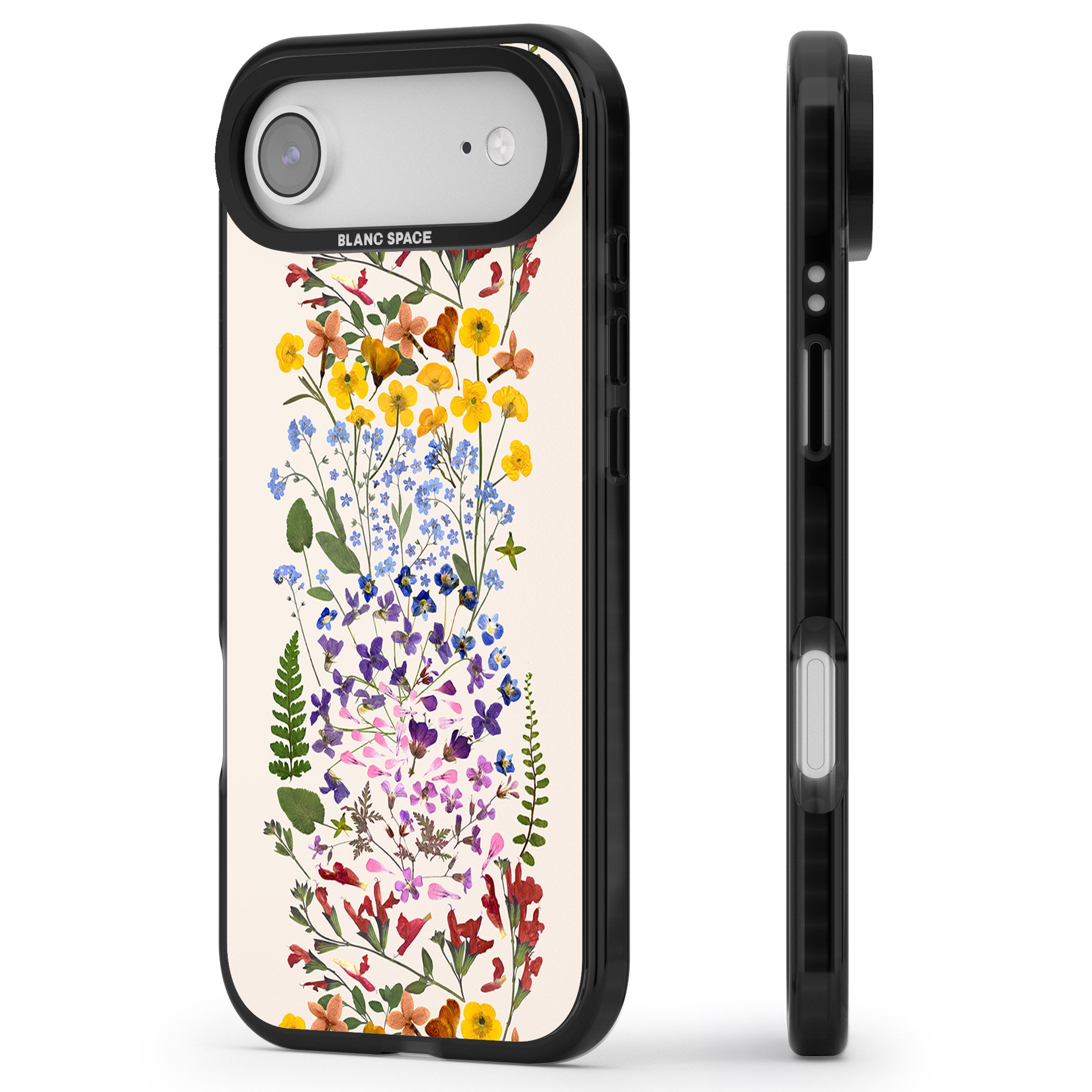 Cream Wildflower iPhone 17 Air Impact Black Phone Case Side Profile