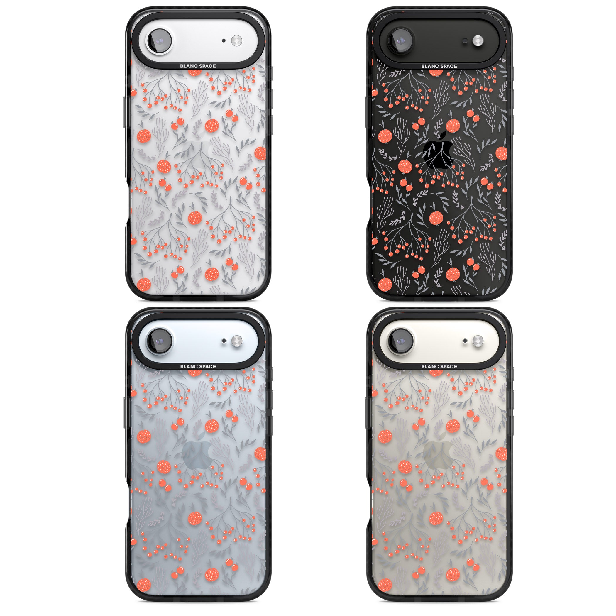 Red Fruits Floral iPhone 17 Air Impact Black Phone Case APT Impact Protection