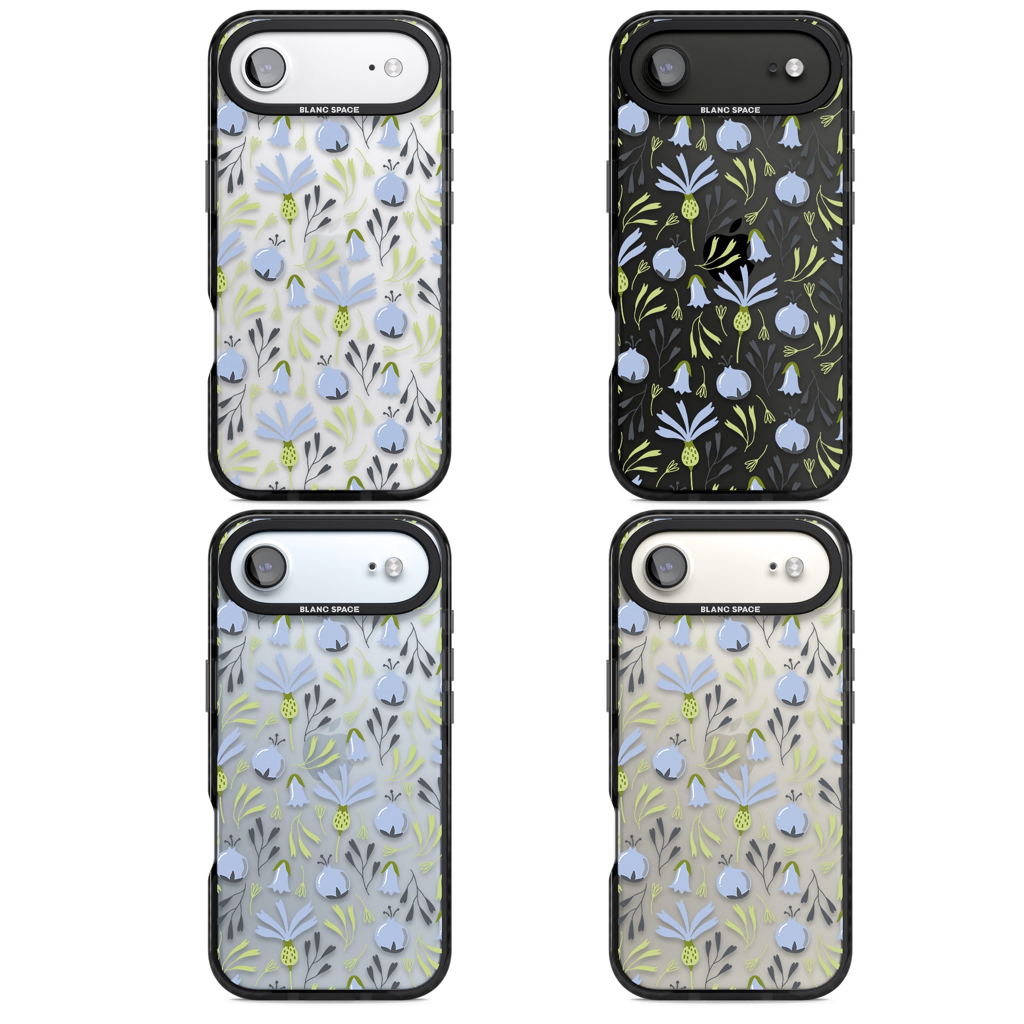 Blue Flora Bloom iPhone 17 Air Impact Black Phone Case APT Impact Protection