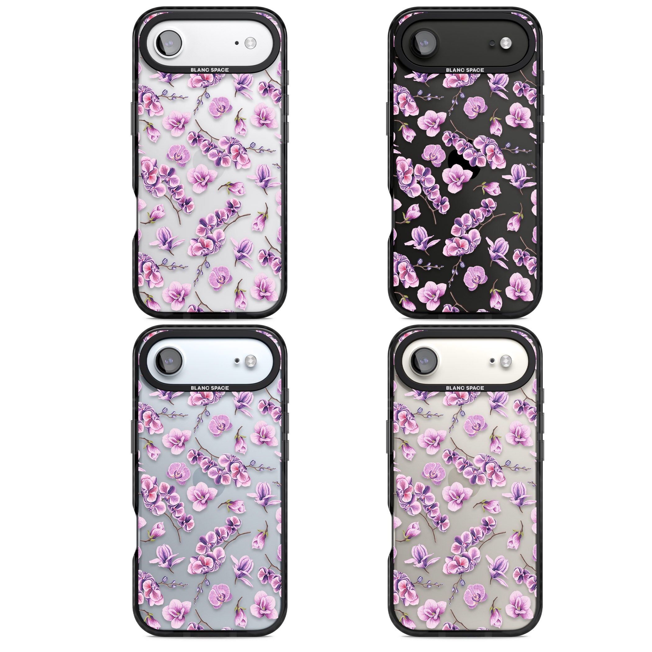 Purple Orchids Floral iPhone 17 Air Impact Black Phone Case APT Impact Protection