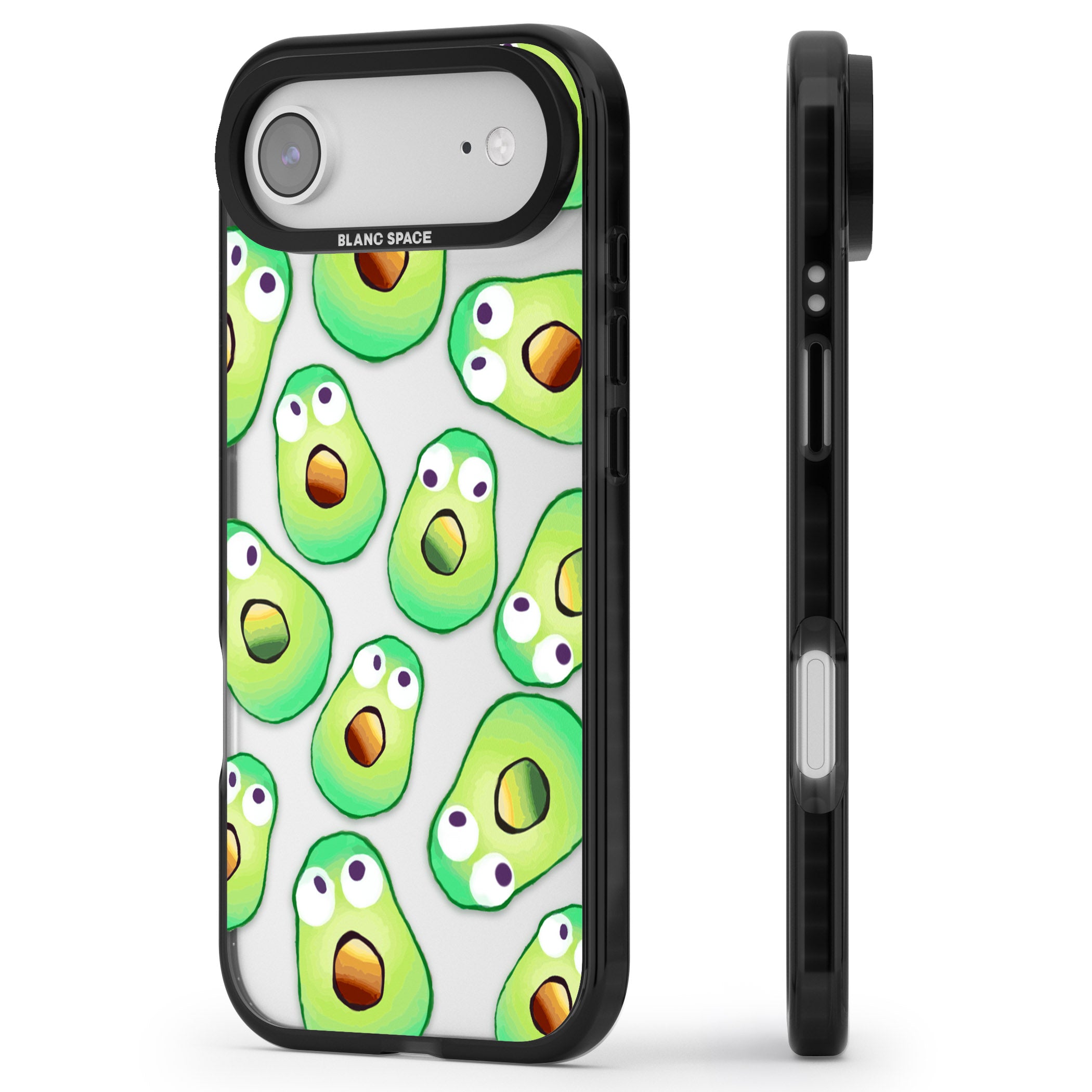 Shocked Avocados iPhone 17 Air Impact Black Phone Case Side Profile