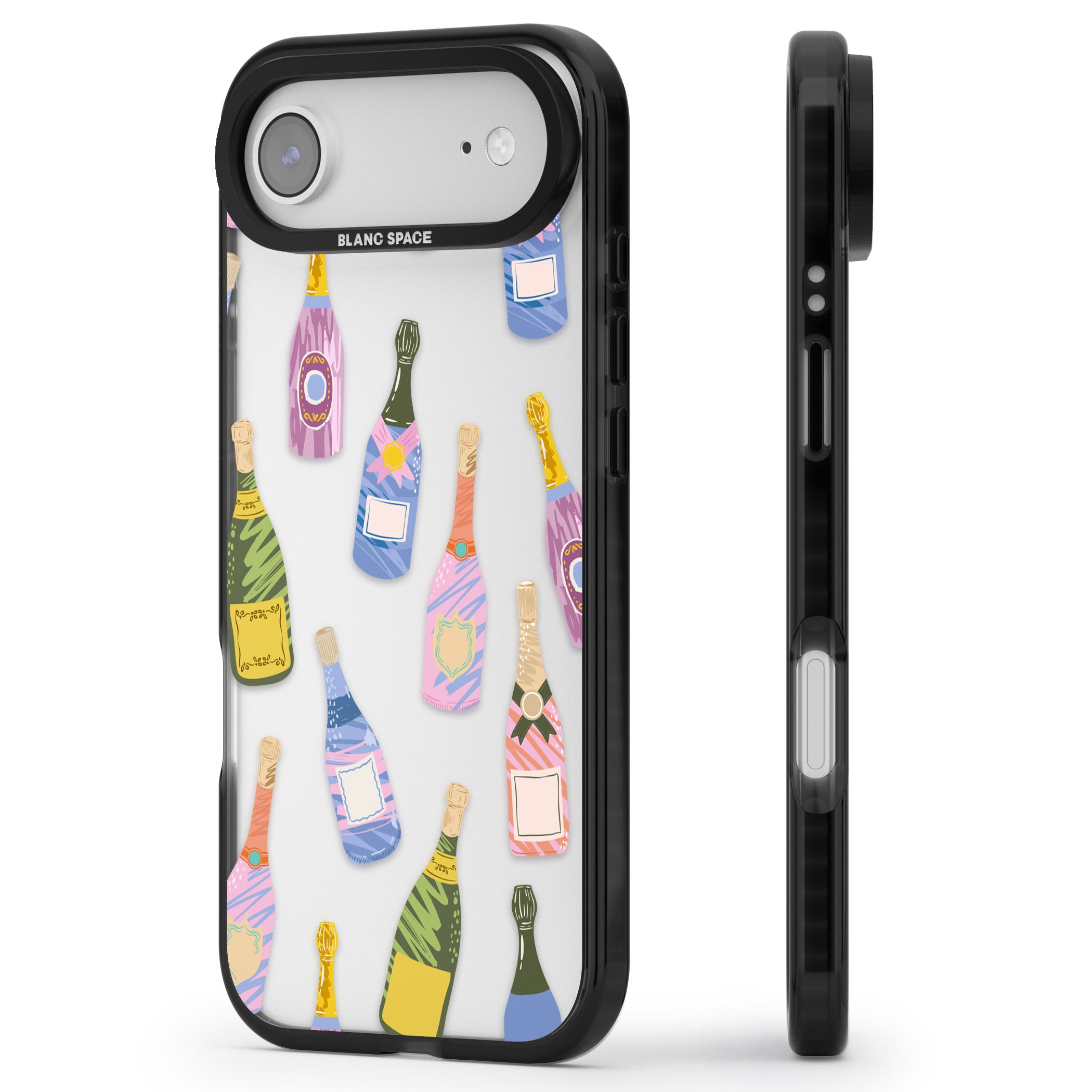 Champagne Pattern iPhone 17 Air Impact Black Phone Case Side Profile