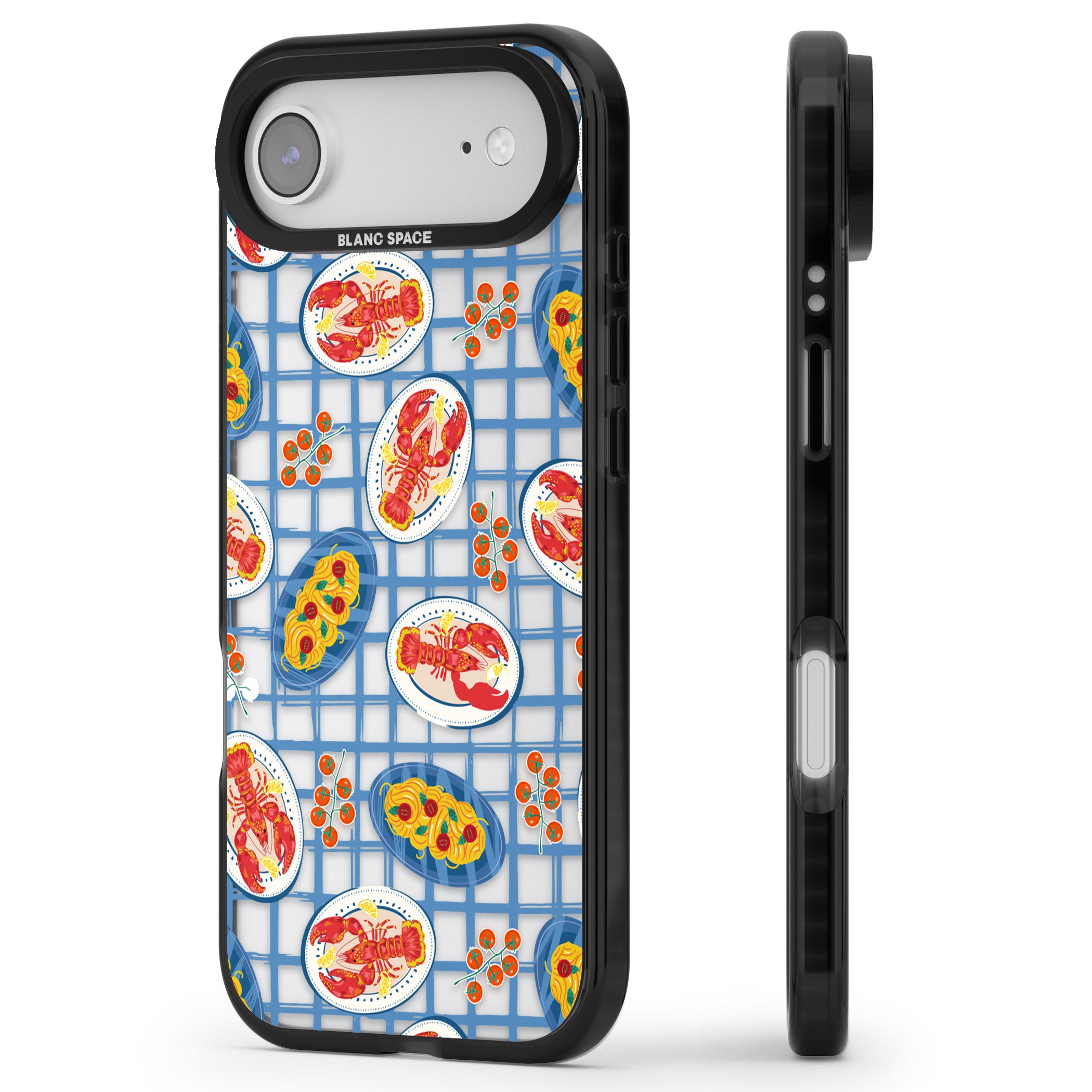 Lobster & Pasta Picnic iPhone 17 Air Impact Black Phone Case Side Profile