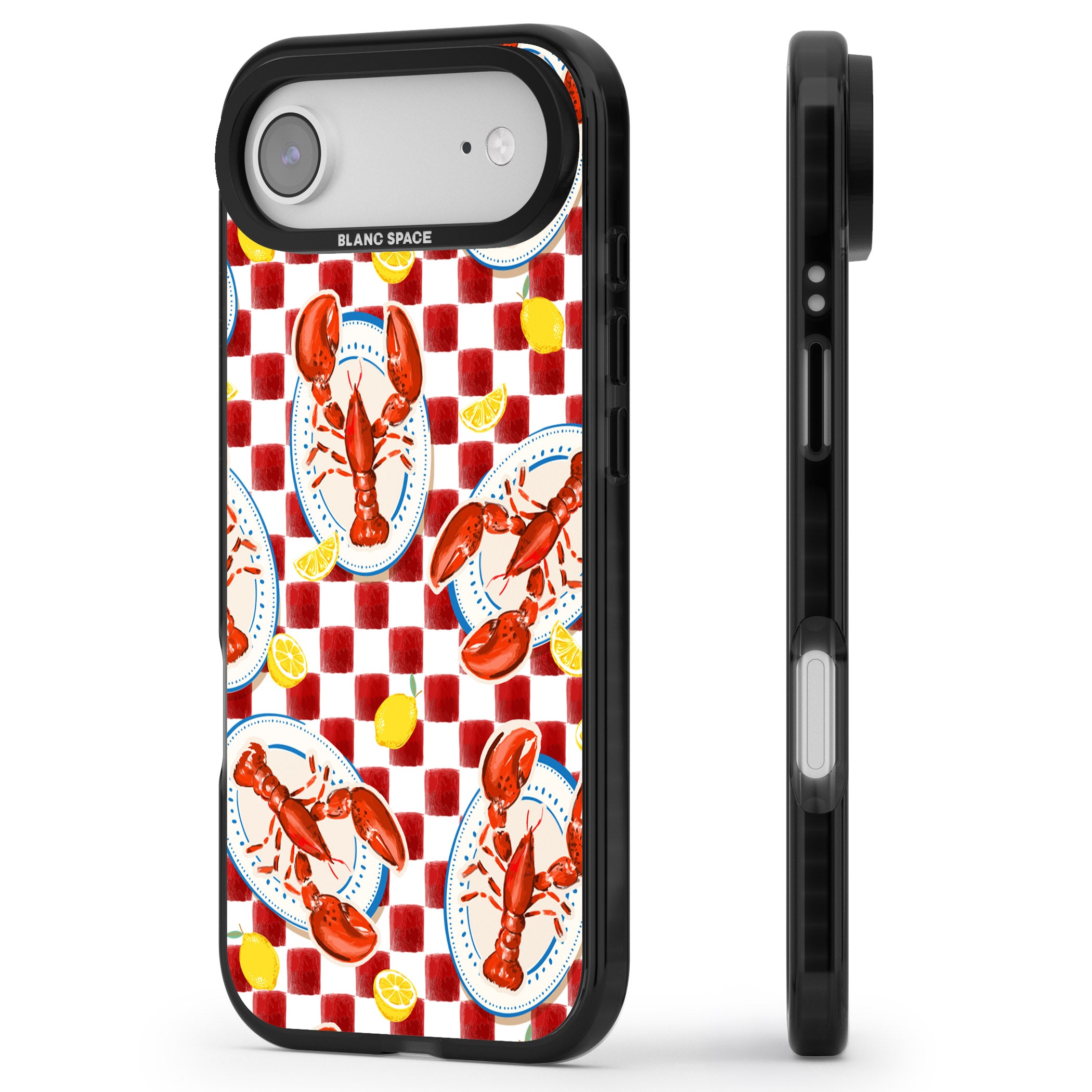 Red Lobster Checkered iPhone 17 Air Impact Black Phone Case Side Profile