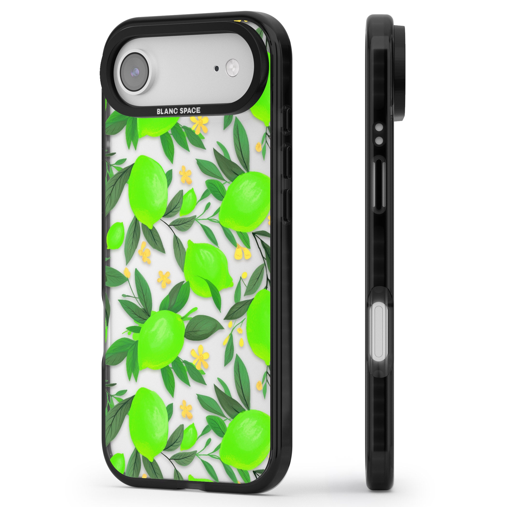 Lime Pattern iPhone 17 Air Impact Black Phone Case Side Profile