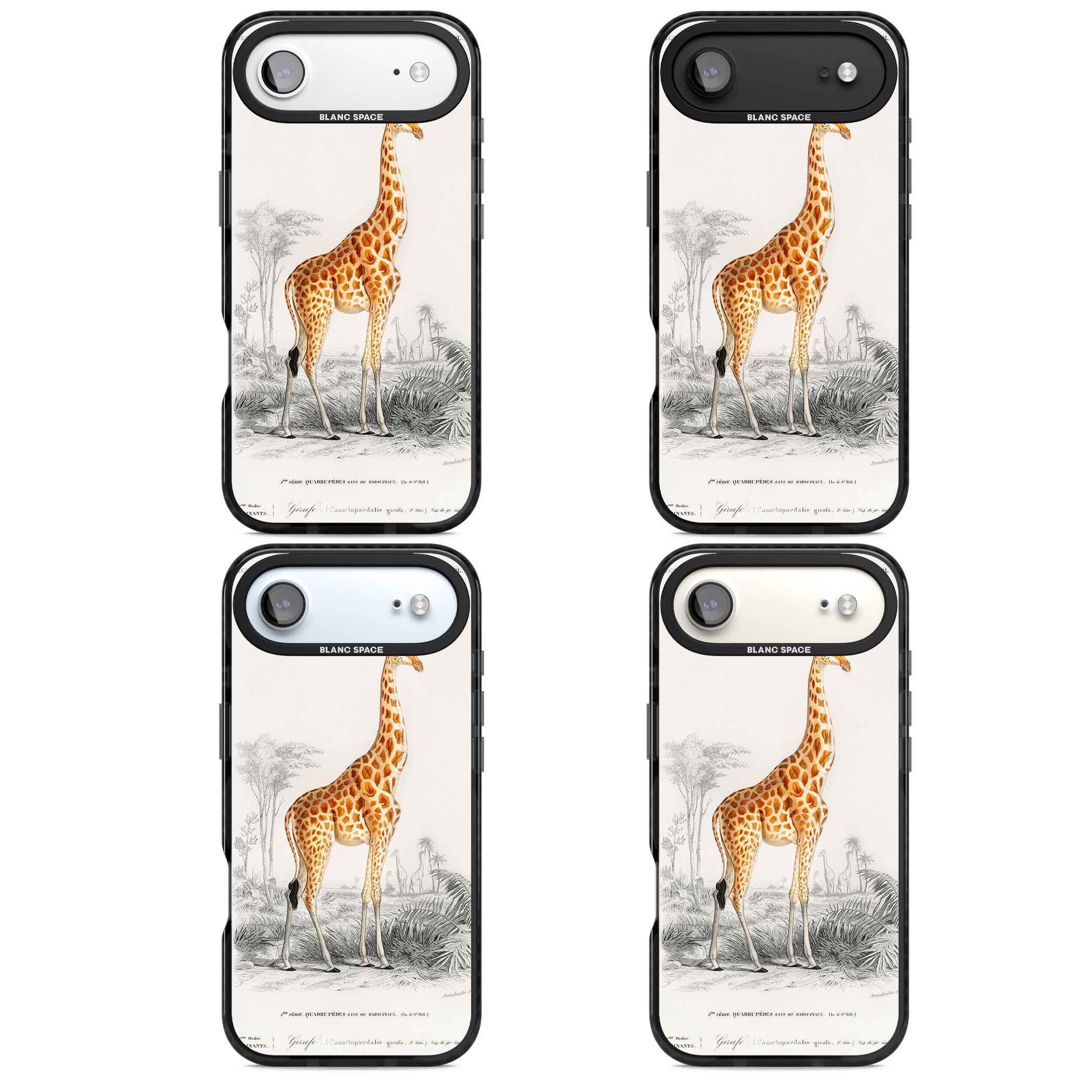 Vintage Giraffe Art iPhone 17 Air Impact Black Phone Case APT Impact Protection