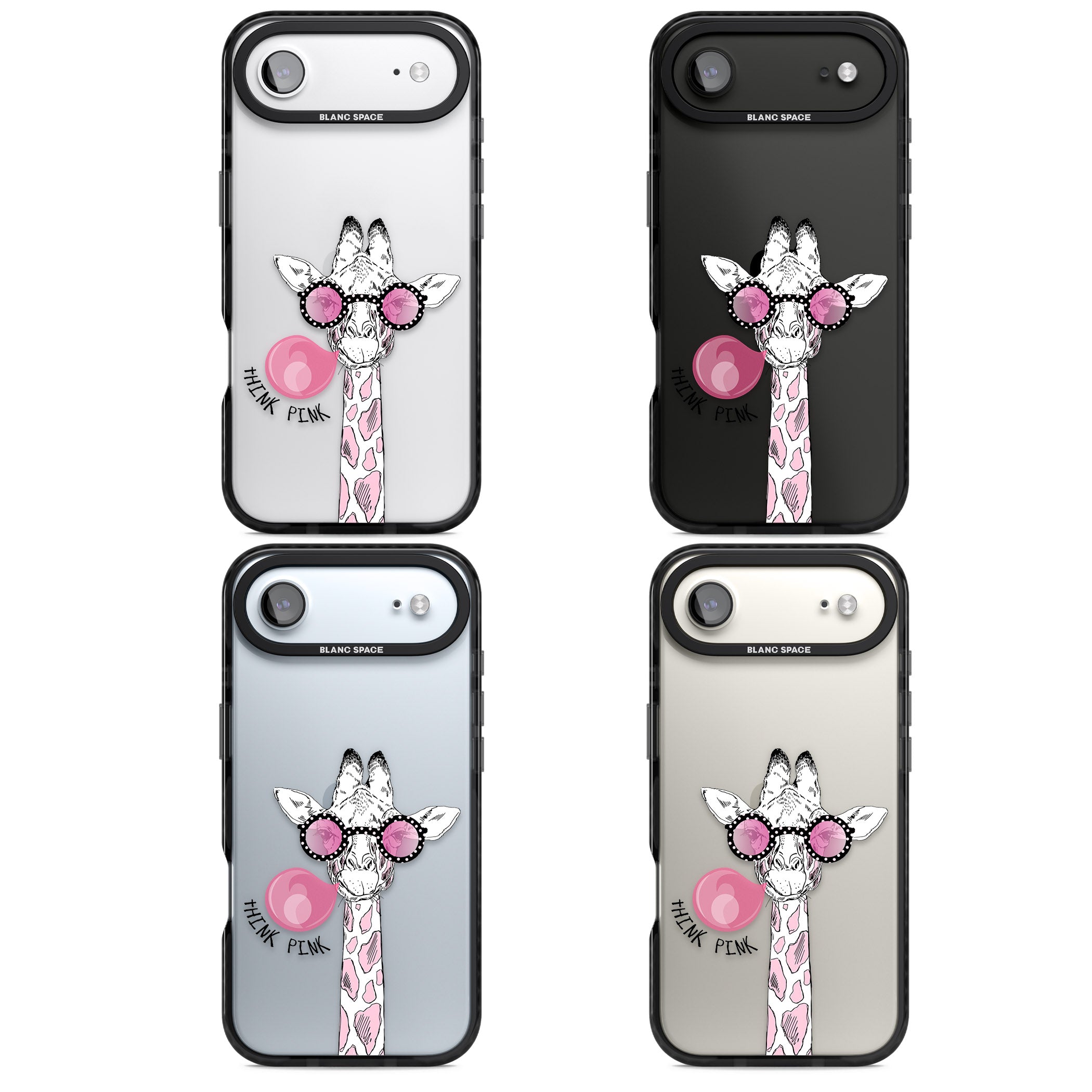 Think Pink Giraffe iPhone 17 Air Impact Black Phone Case APT Impact Protection