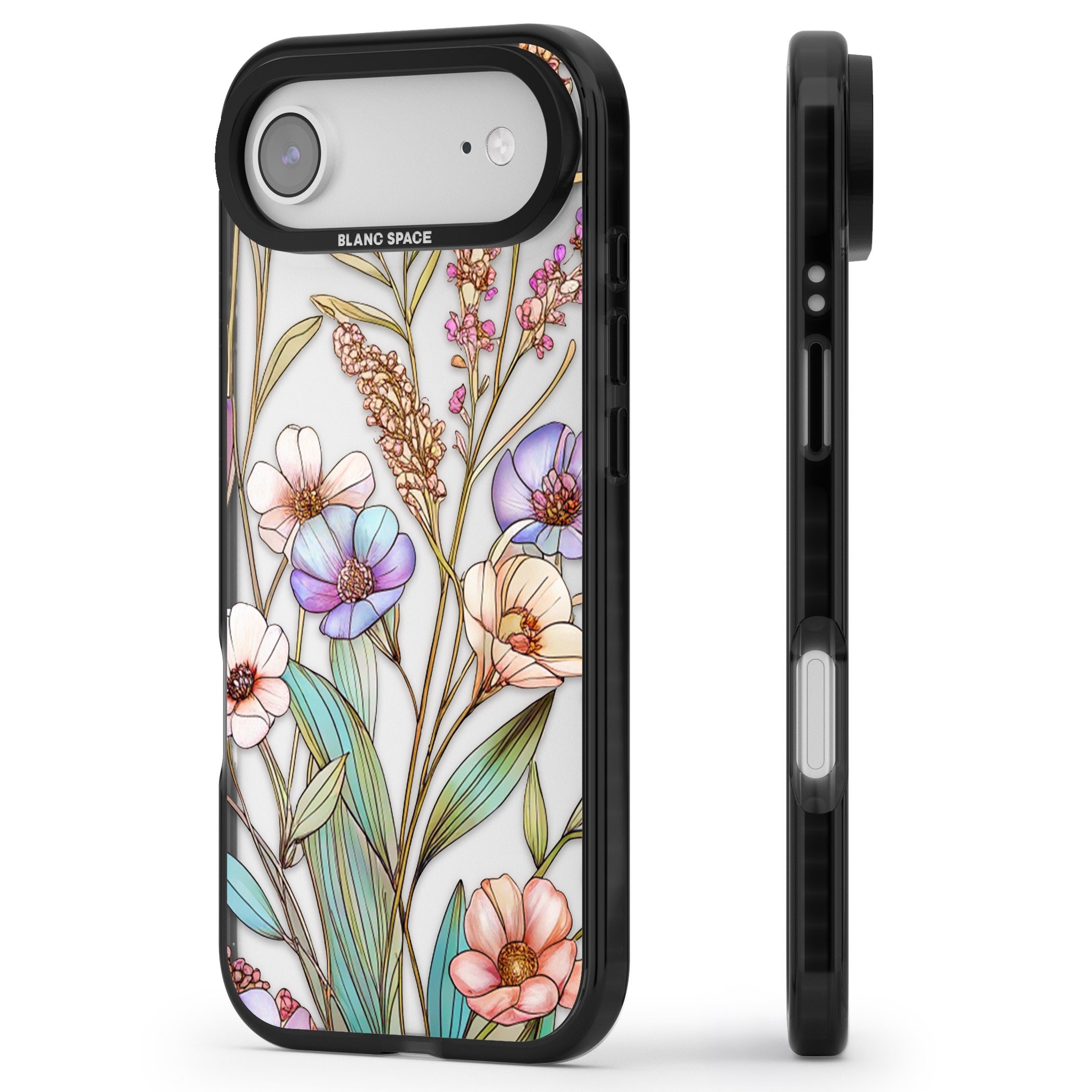 Glass Summer Flowers iPhone 17 Air Impact Black Phone Case Side Profile