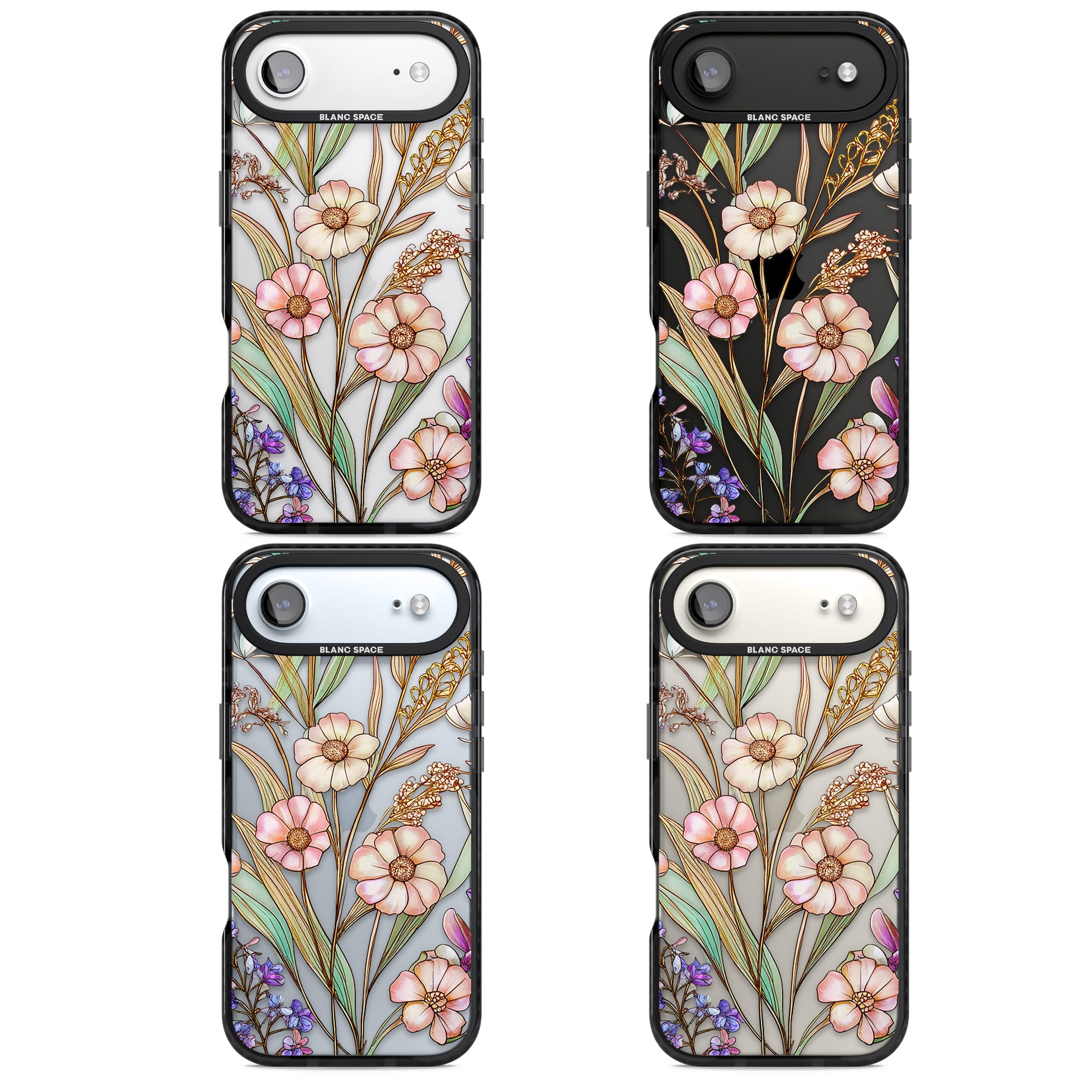 Glass Spring Flowers iPhone 17 Air Impact Black Phone Case APT Impact Protection