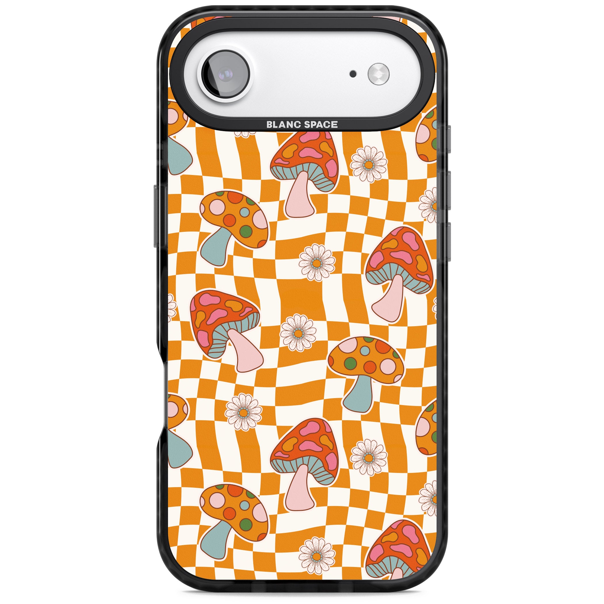 Wavy Checked Shrooms iPhone 17 Air Impact Black Phone Case