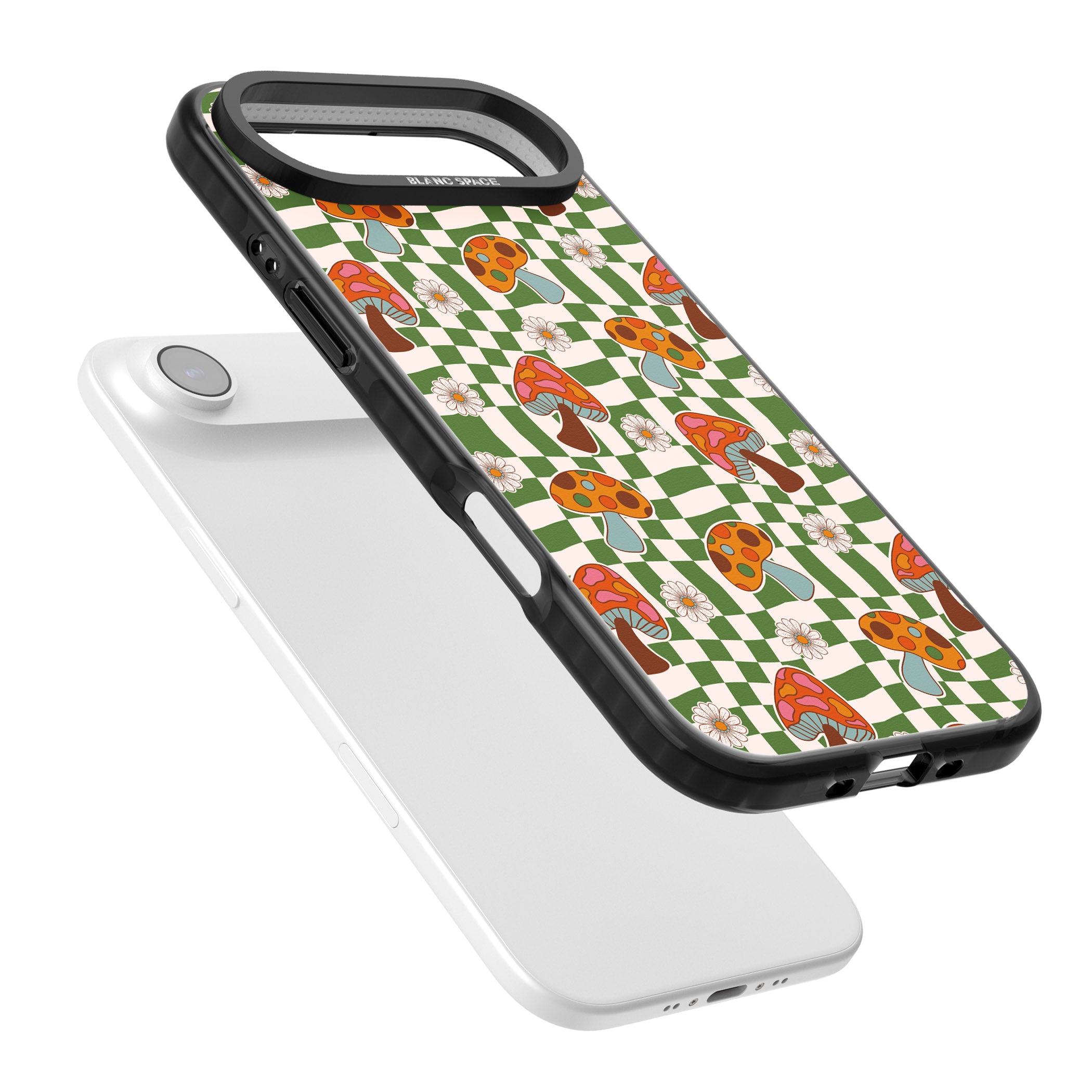 Wavy Checked Shroom & Bloom iPhone 17 Air Impact Black Phone Case Colours