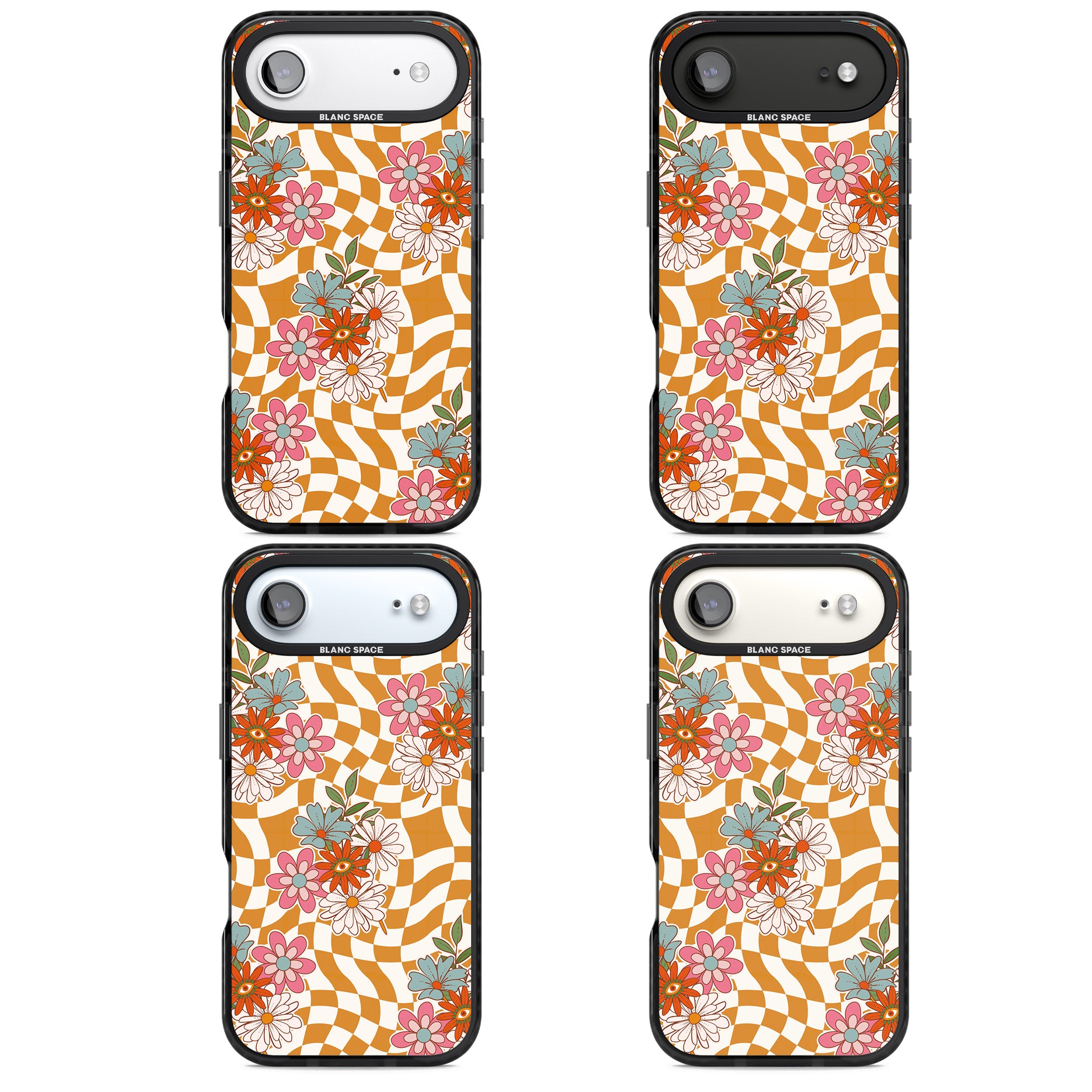 Wavy Checked Bloom iPhone 17 Air Impact Black Phone Case APT Impact Protection