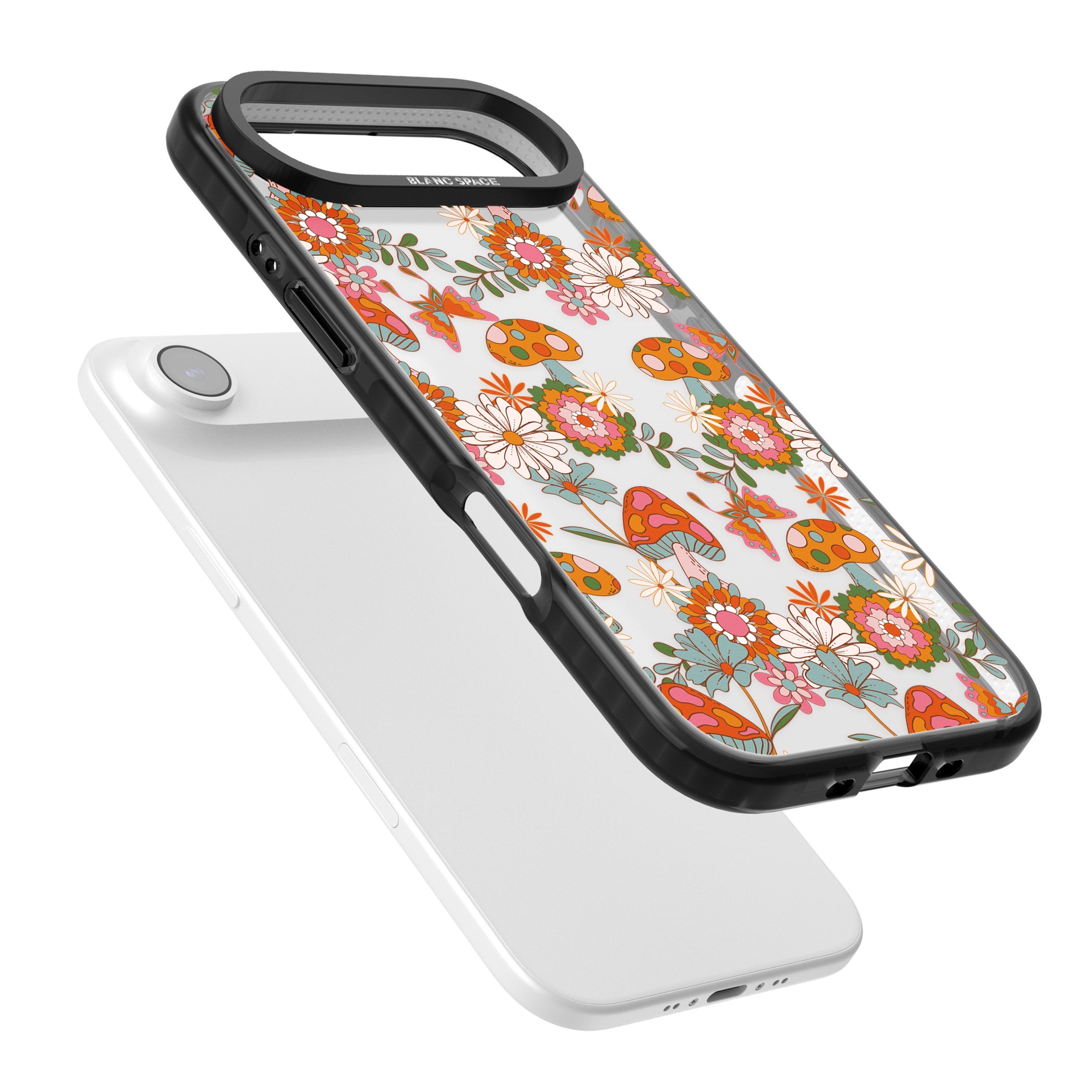 Groovy Shrooms & Flowers iPhone 17 Air Impact Black Phone Case Colours