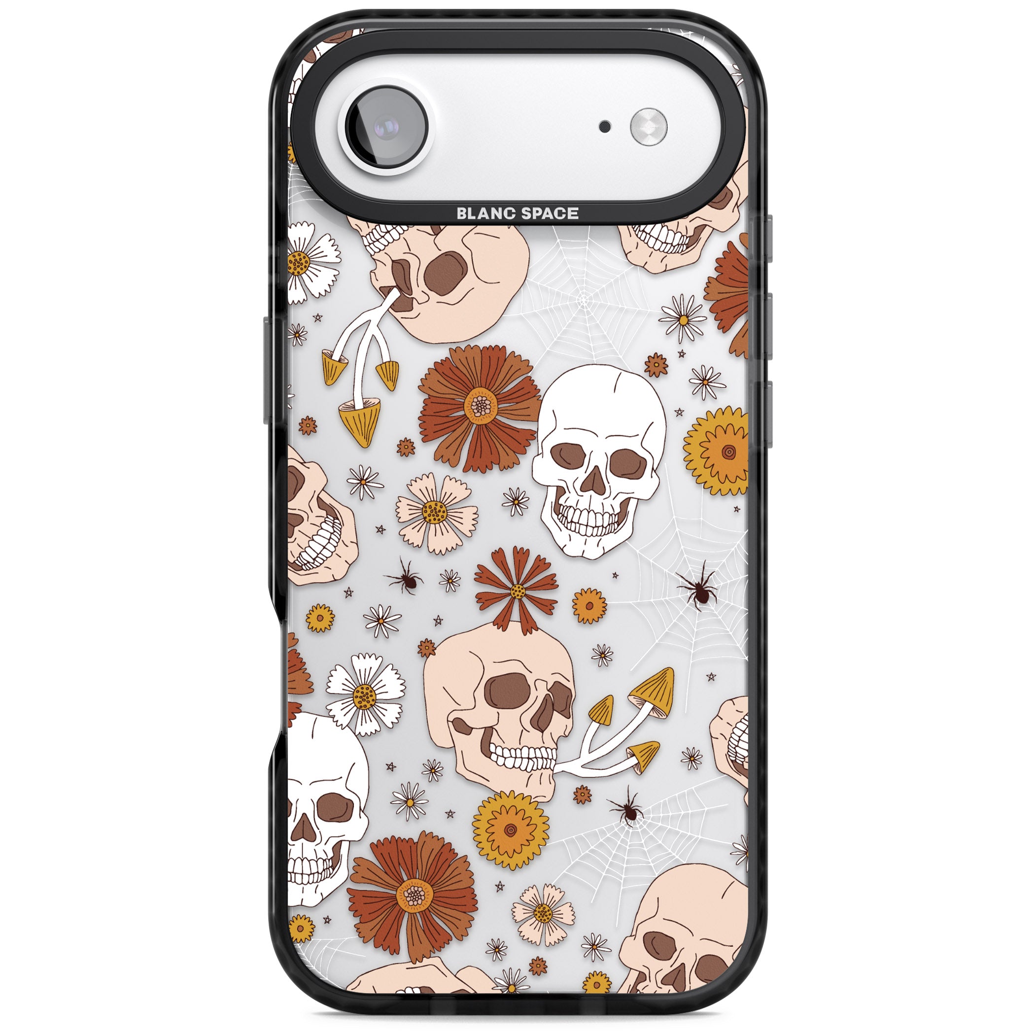 Halloween Skulls And Flowers iPhone 17 Air Impact Black Phone Case