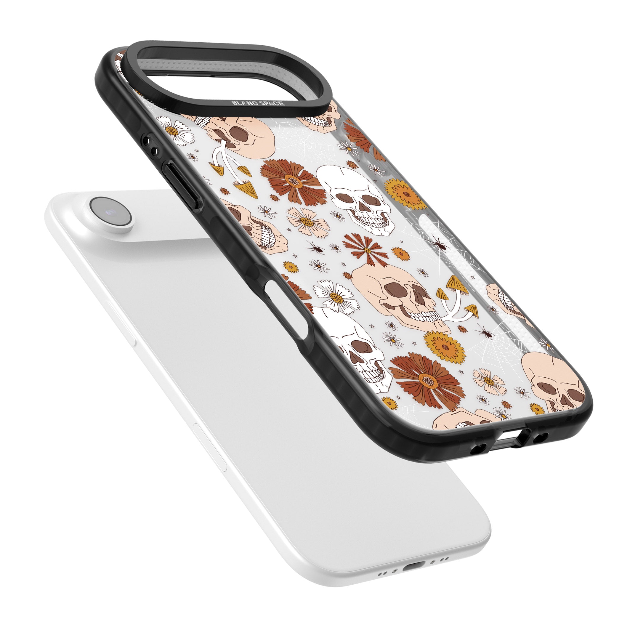 Halloween Skulls And Flowers iPhone 17 Air Impact Black Phone Case Colours