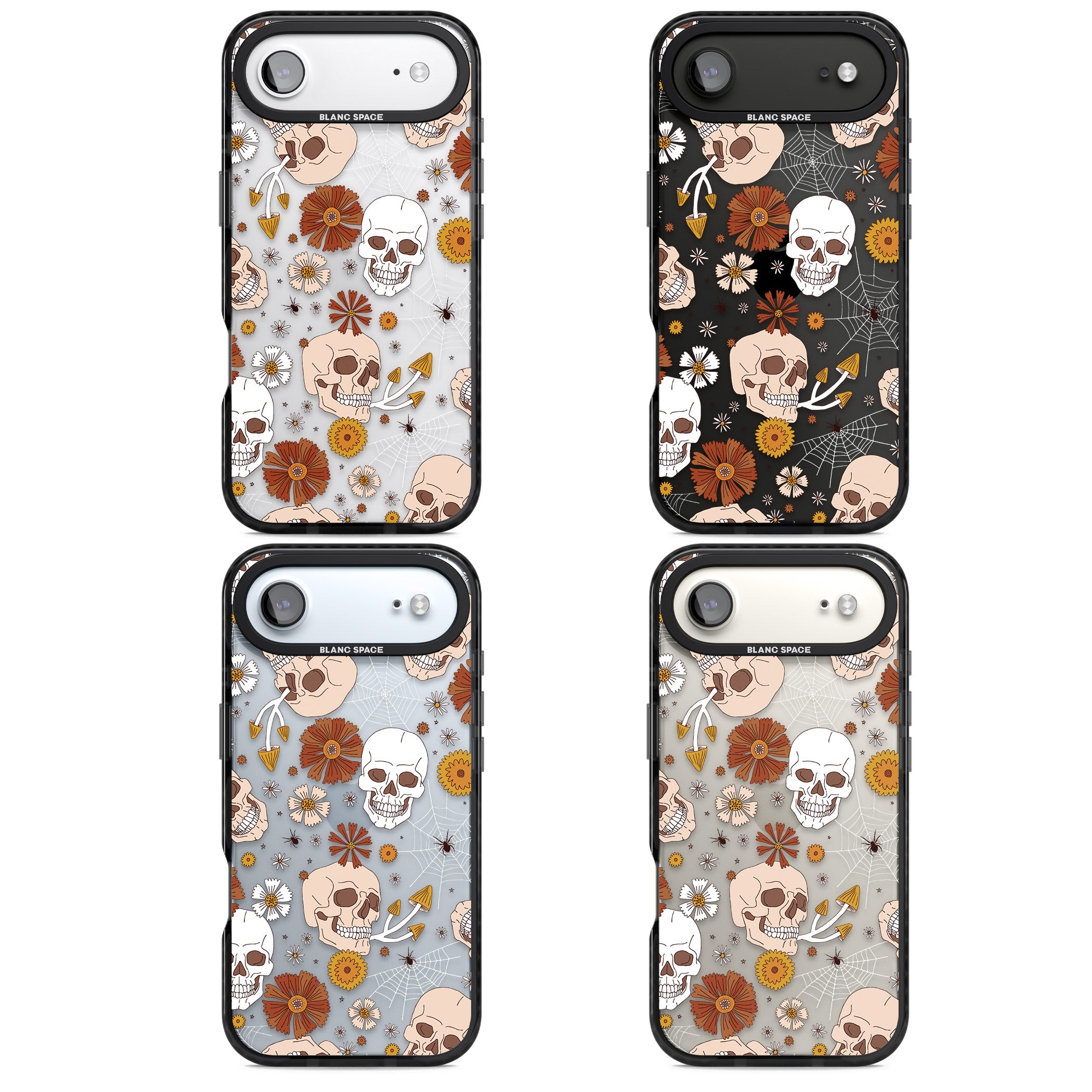 Halloween Skulls And Flowers iPhone 17 Air Impact Black Phone Case APT Impact Protection