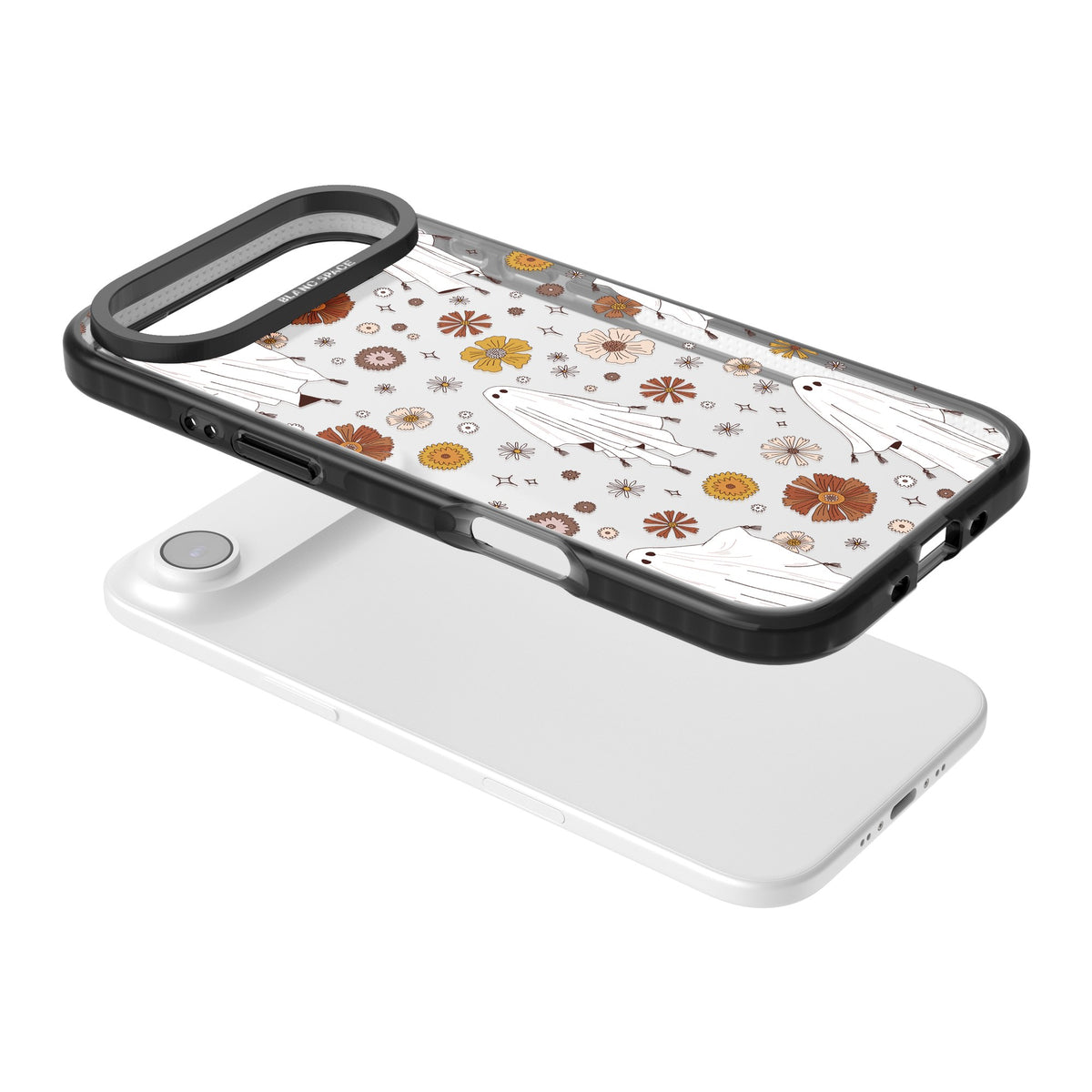 Ghosts And Flowers iPhone Air Impact Black Phone Case angled