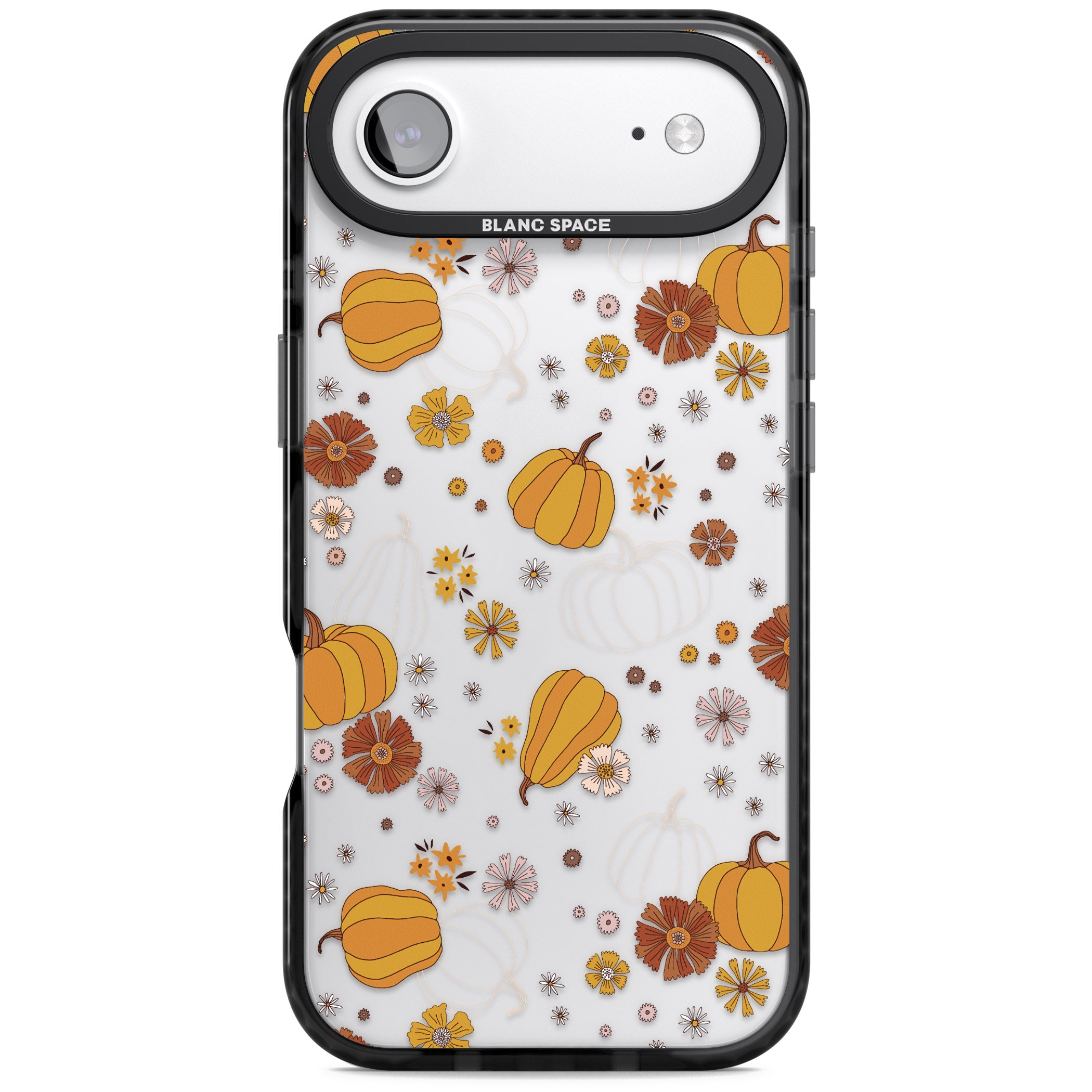 Halloween Pumpkins And Flowers iPhone 17 Air Impact Black Phone Case