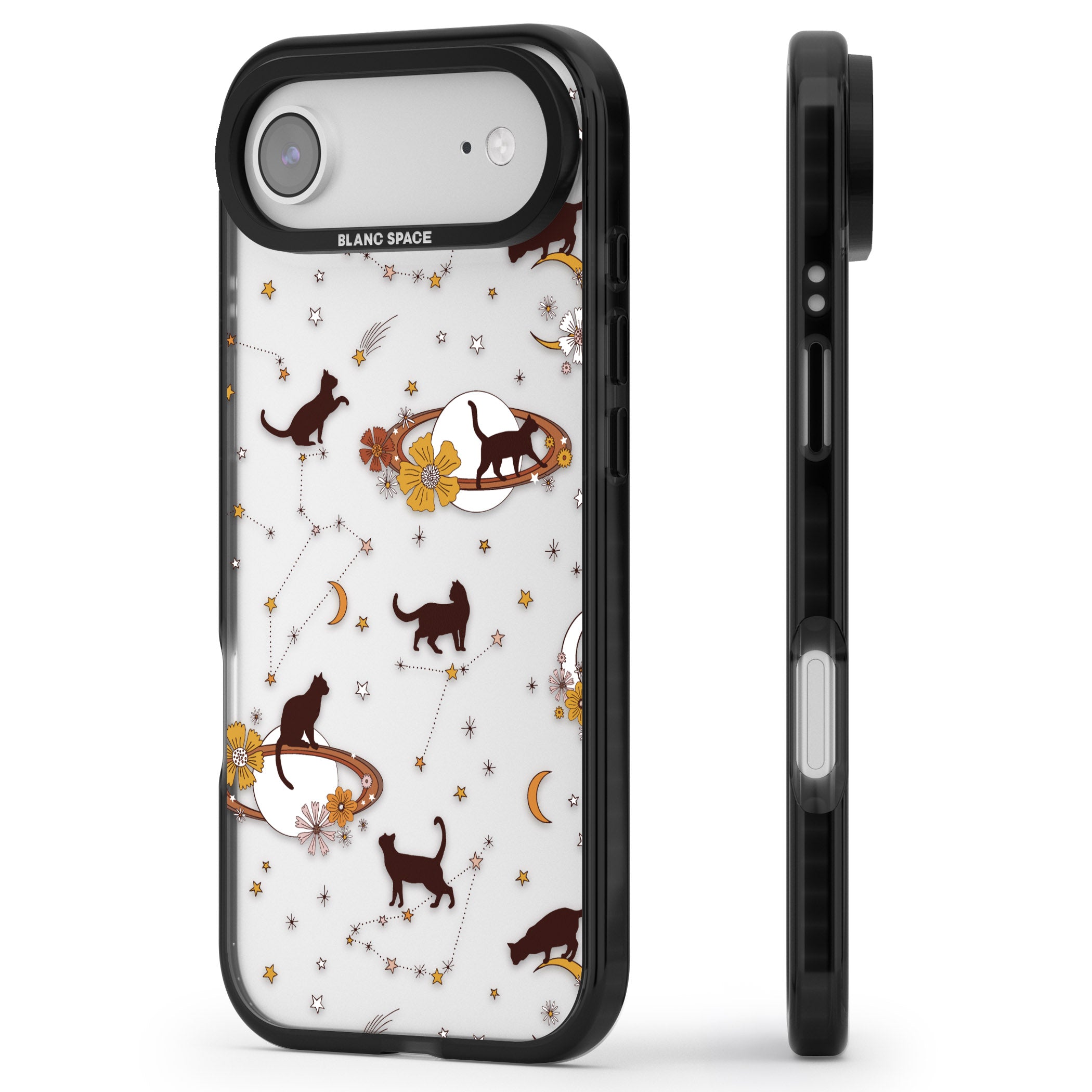 Halloween Cats And Astrology iPhone 17 Air Impact Black Phone Case Side Profile