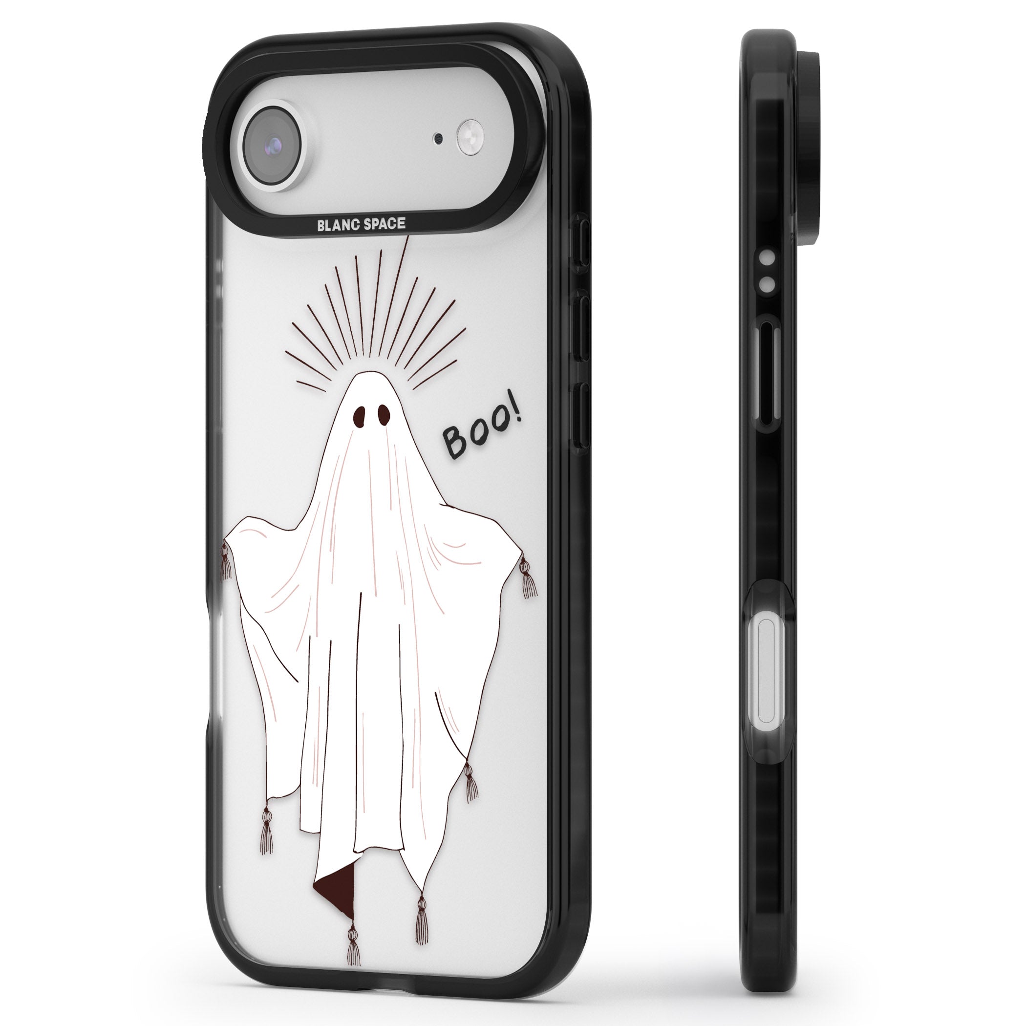 Boo! iPhone 17 Air Impact Black Phone Case Side Profile