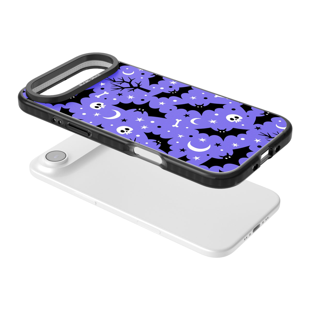 Bats N' Bones Pattern iPhone Air Impact Black Phone Case angled