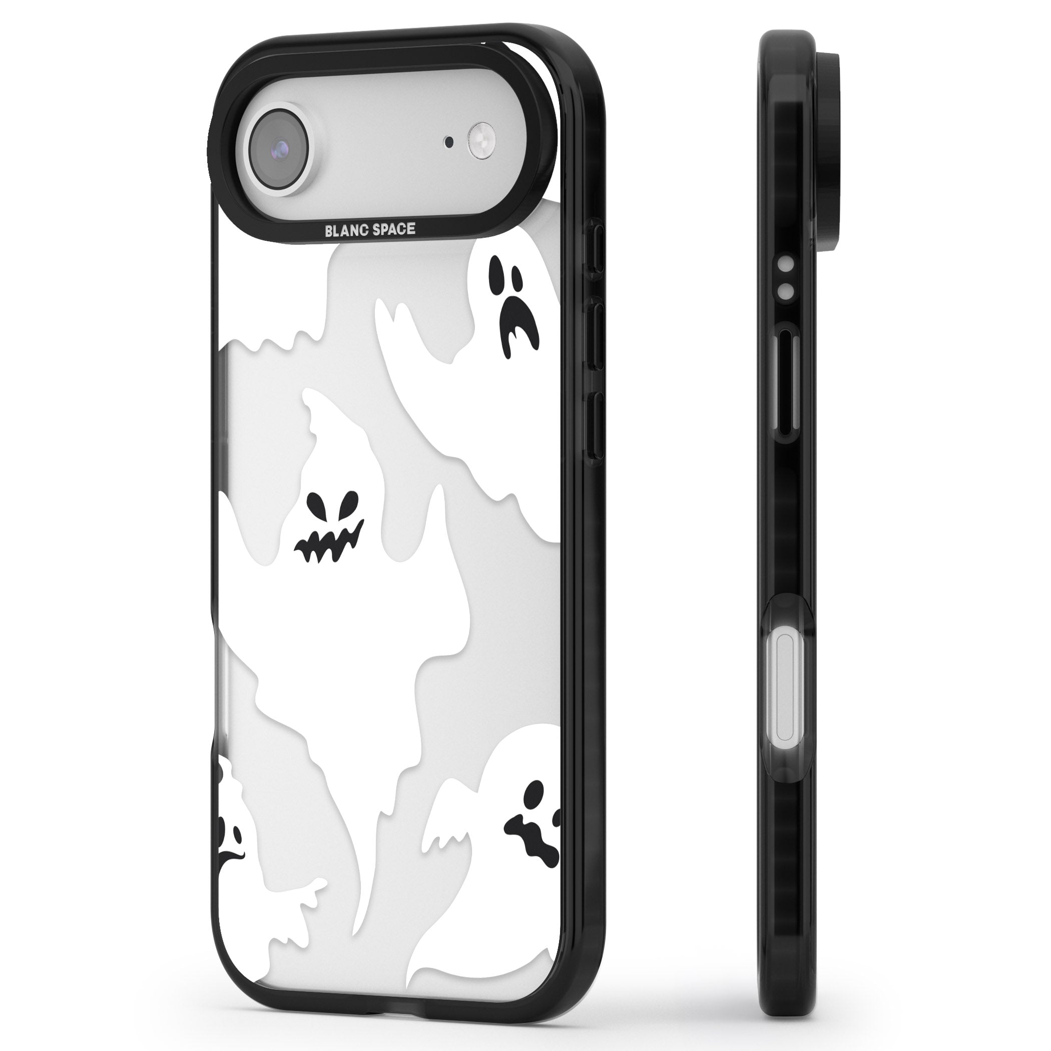 Ghost Pattern iPhone 17 Air Impact Black Phone Case Side Profile