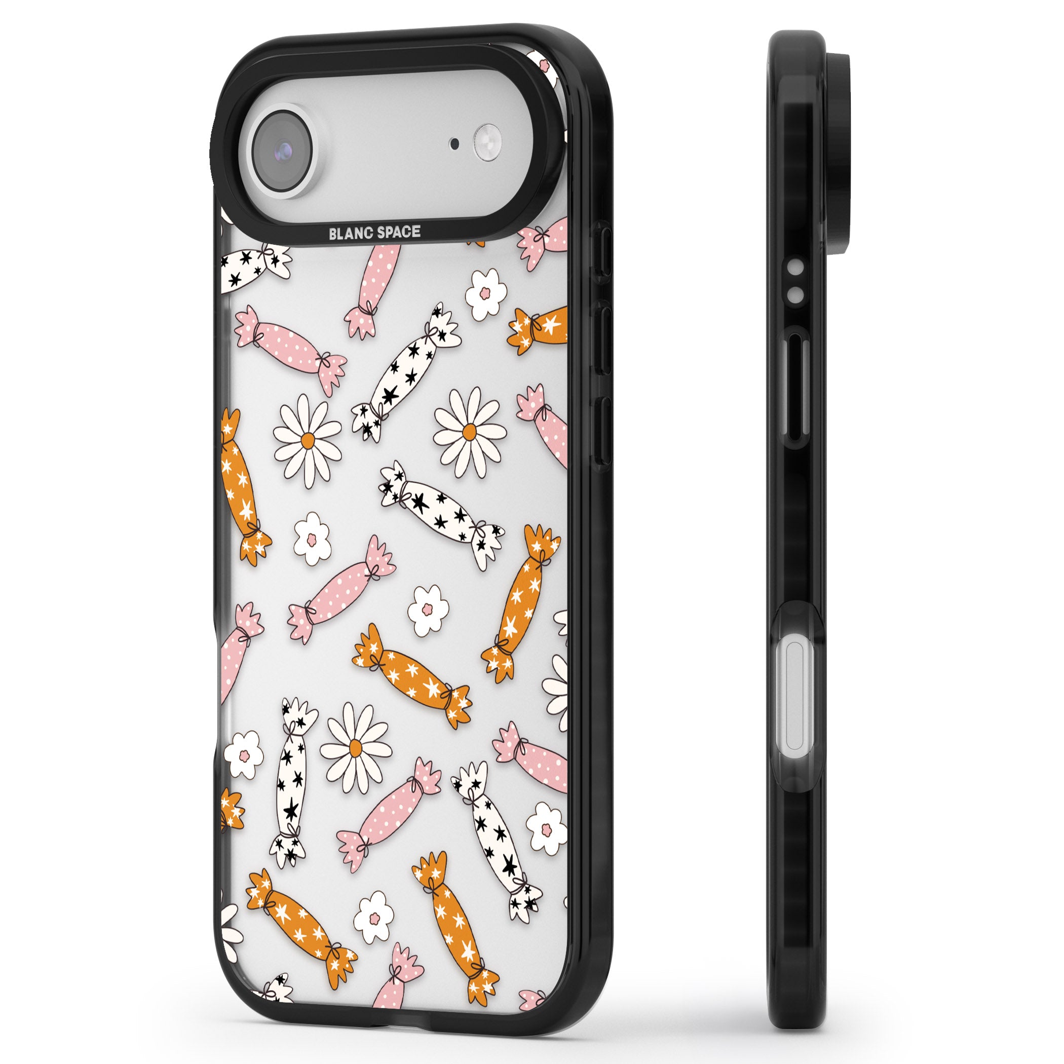 Floral Candy iPhone 17 Air Impact Black Phone Case Side Profile