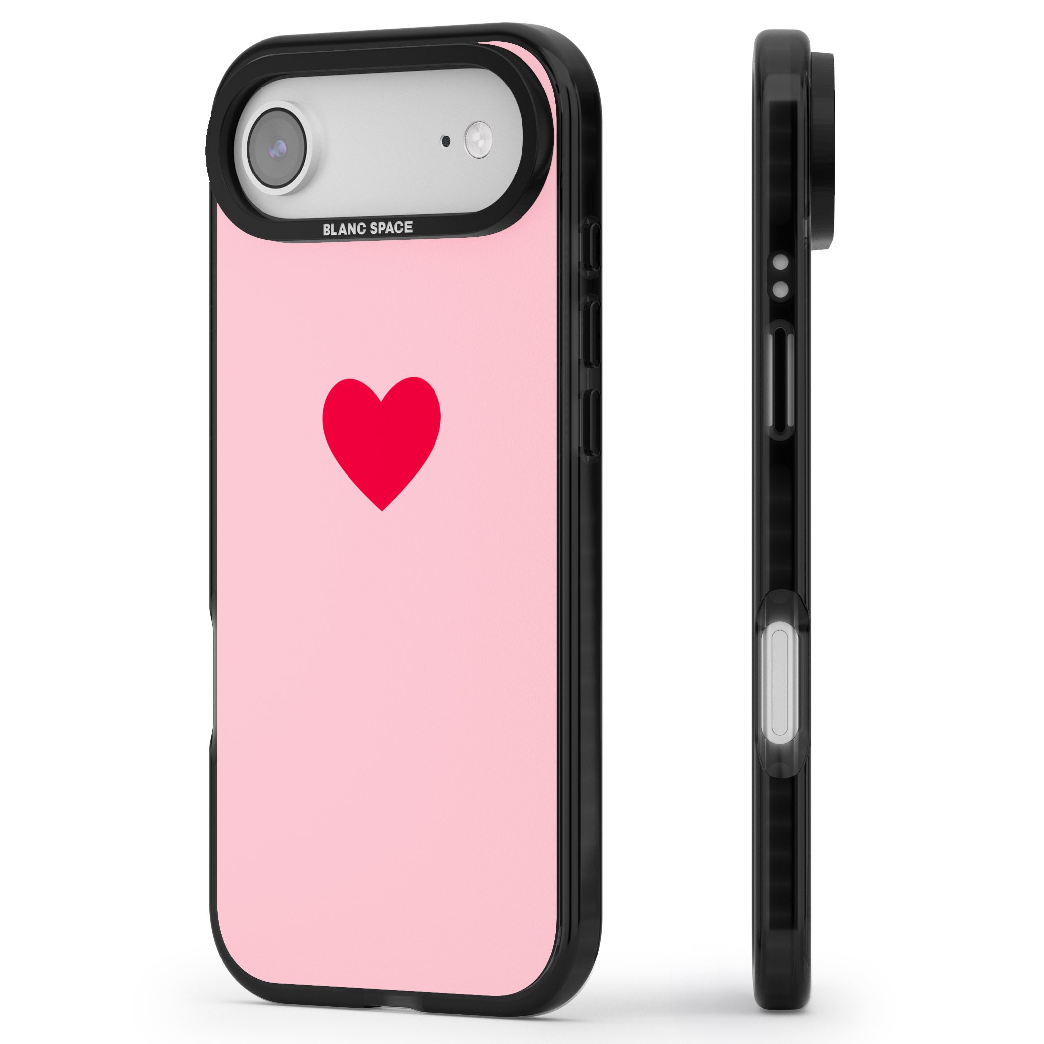 Red & Pink Heart iPhone 17 Air Impact Black Phone Case Side Profile