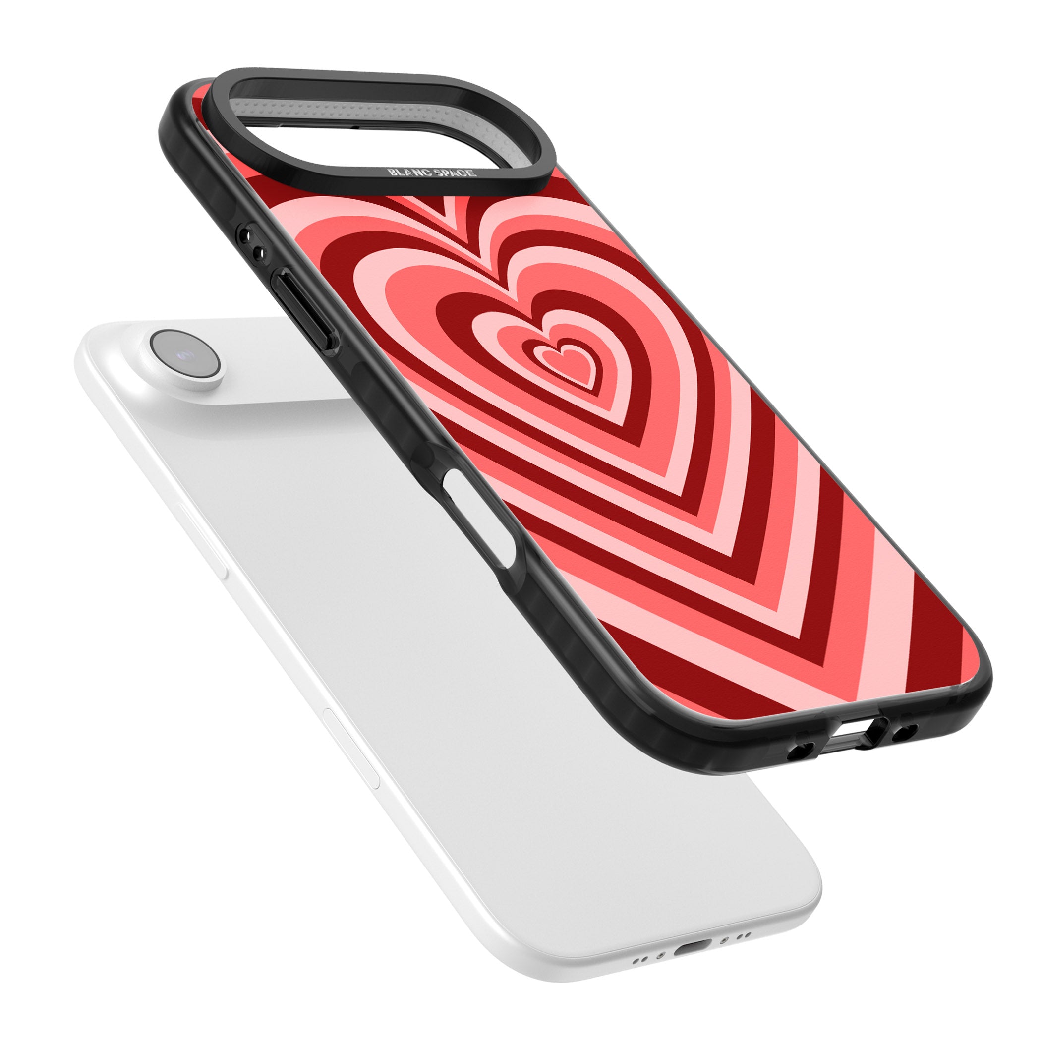 Red Heart Illusion iPhone 17 Air Impact Black Phone Case Colours