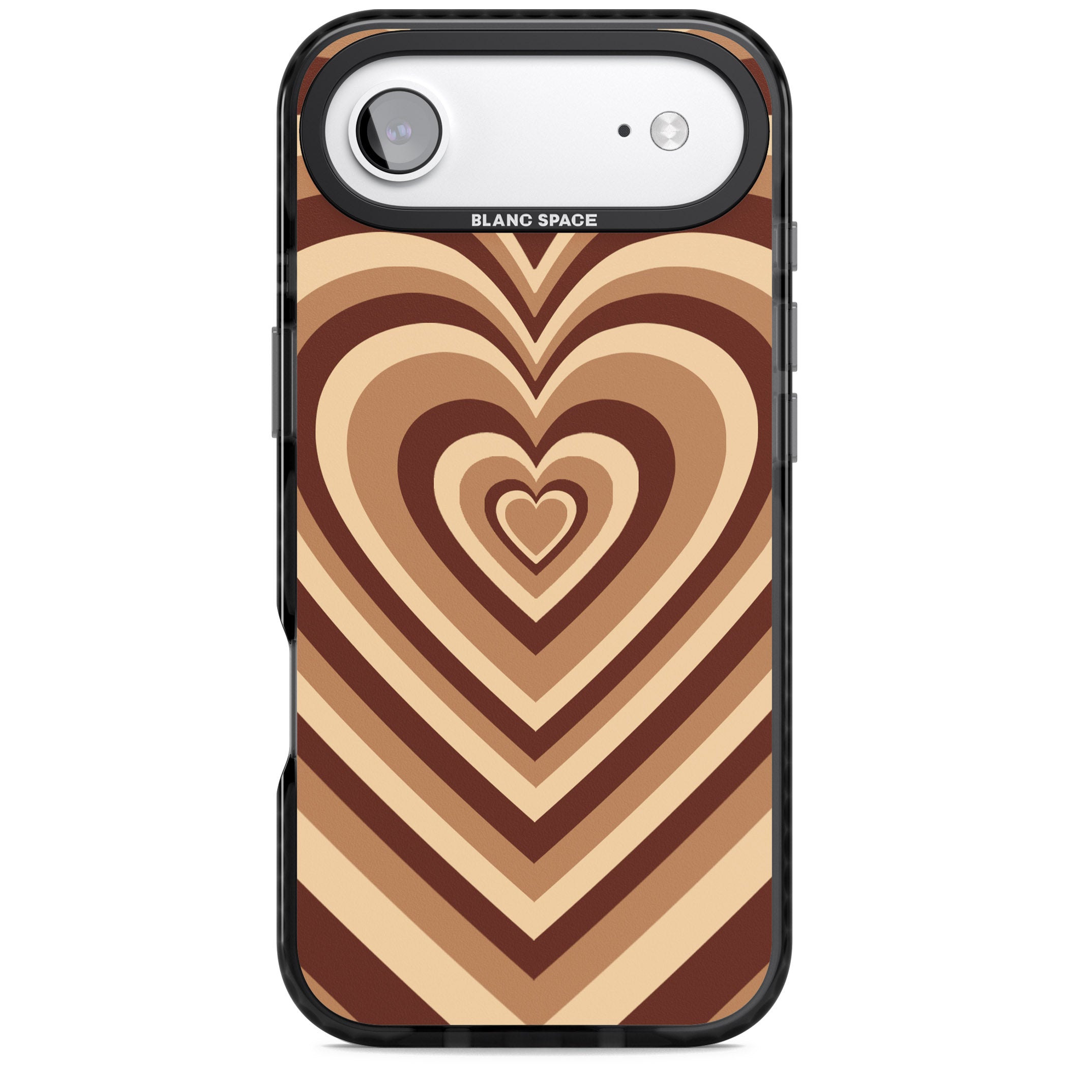 Latte Heart Illusion iPhone 17 Air Impact Black Phone Case