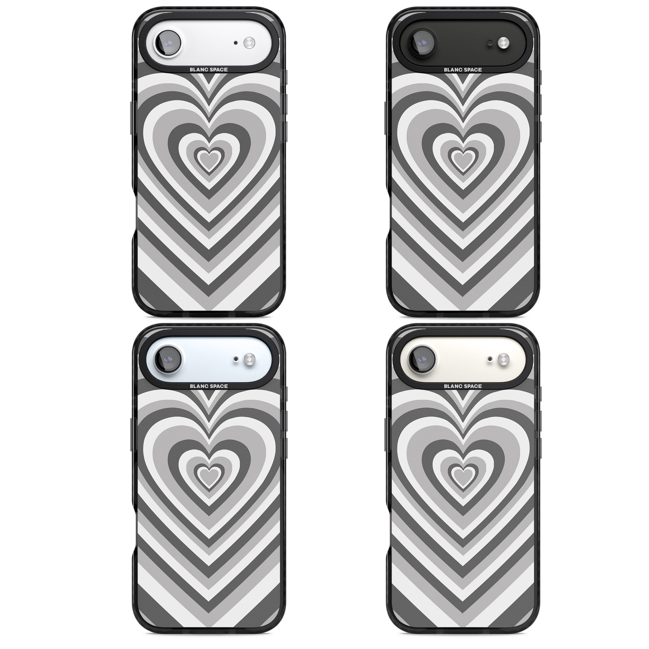Monochrome Heart Illusion iPhone 17 Air Impact Black Phone Case APT Impact Protection