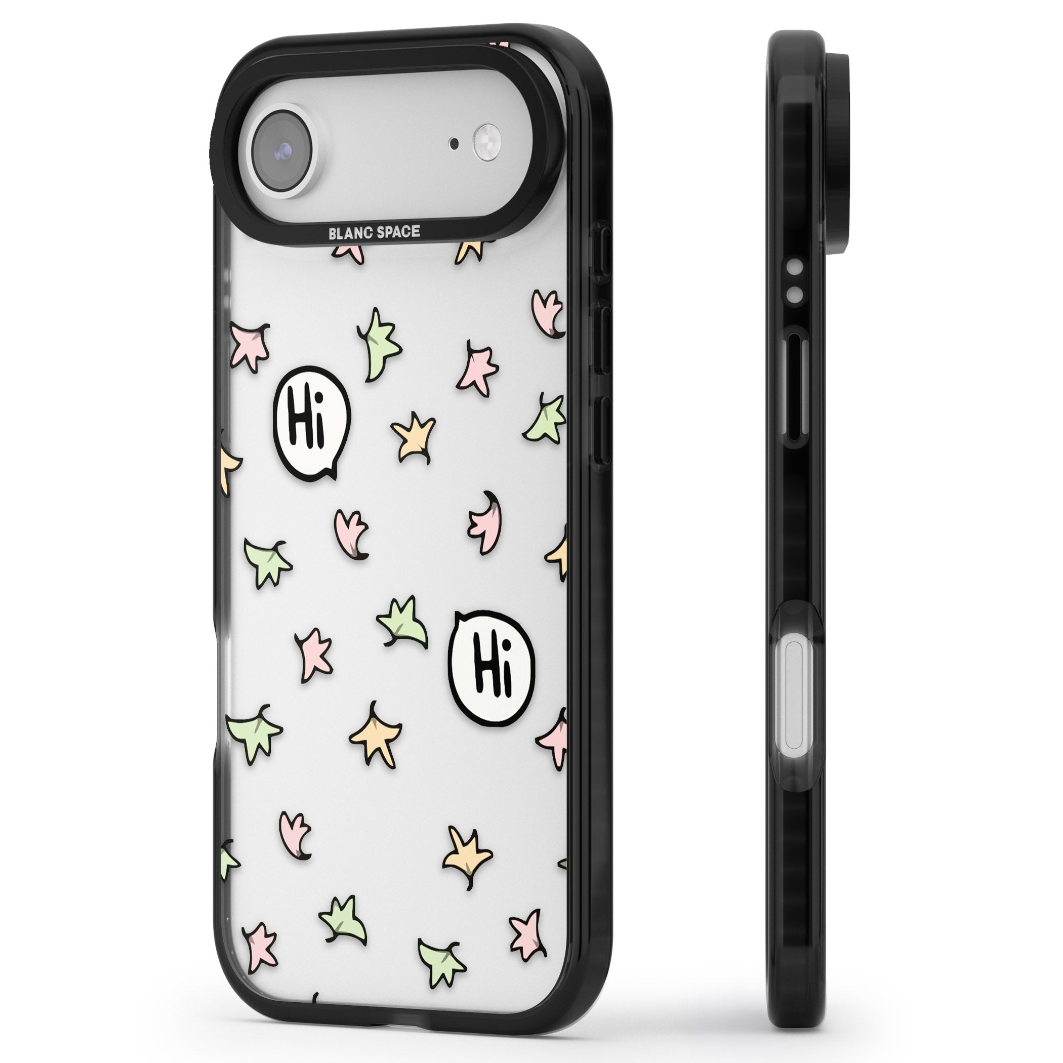 Heartstopper Leaves Pattern iPhone 17 Air Impact Black Phone Case Side Profile