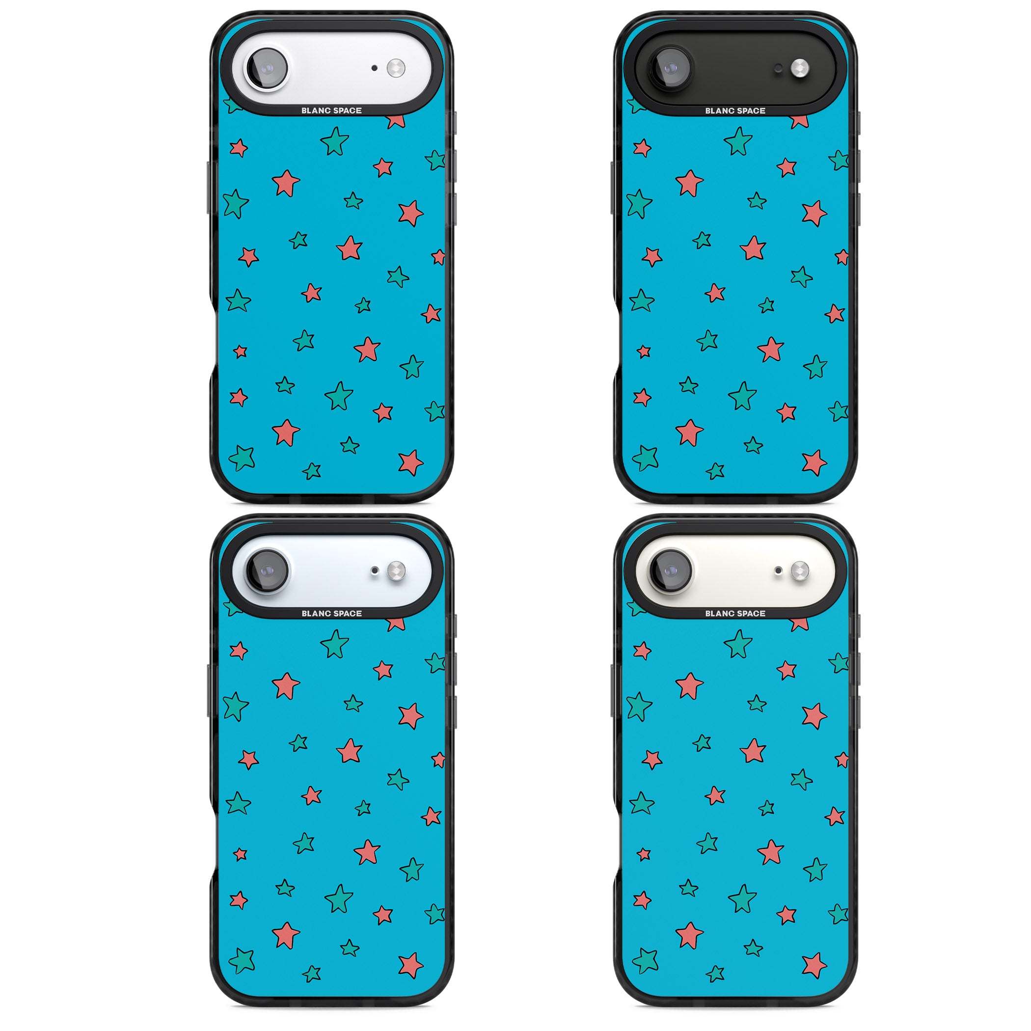 Blue Heartstopper Stars Pattern iPhone 17 Air Impact Black Phone Case APT Impact Protection