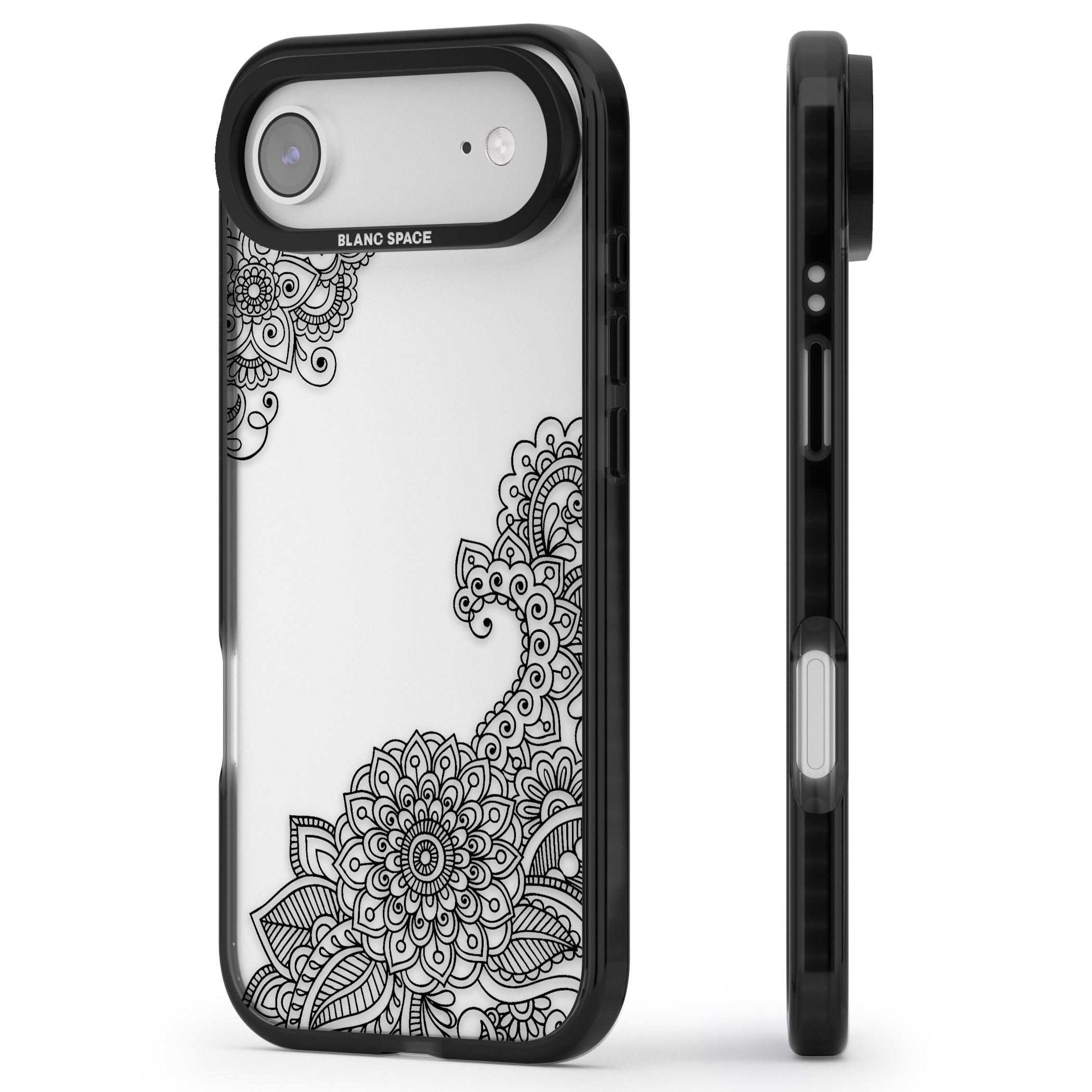 Black Henna Botanicals iPhone 17 Air Impact Black Phone Case Side Profile
