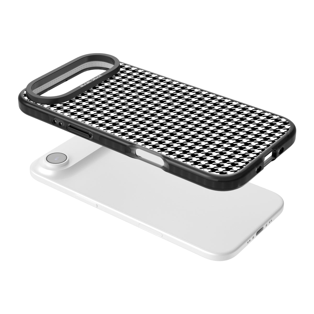 Black Houndstooth Pattern iPhone Air Impact Black Phone Case angled