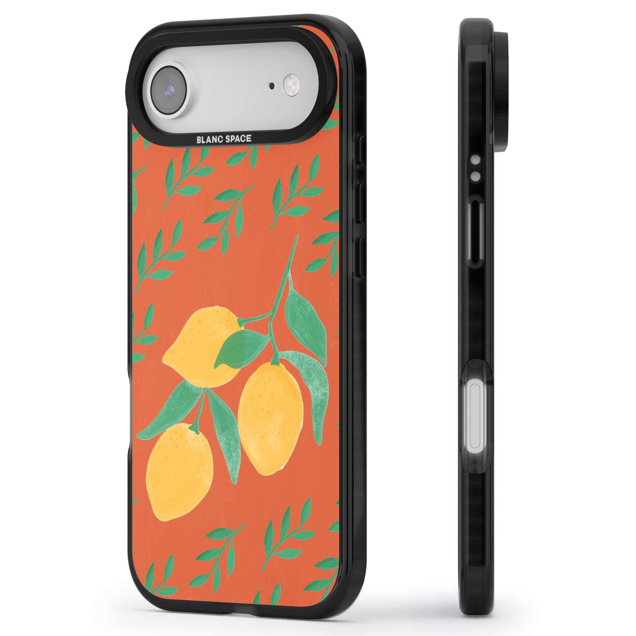 Tuscan Lemons iPhone 17 Air Impact Black Phone Case Side Profile