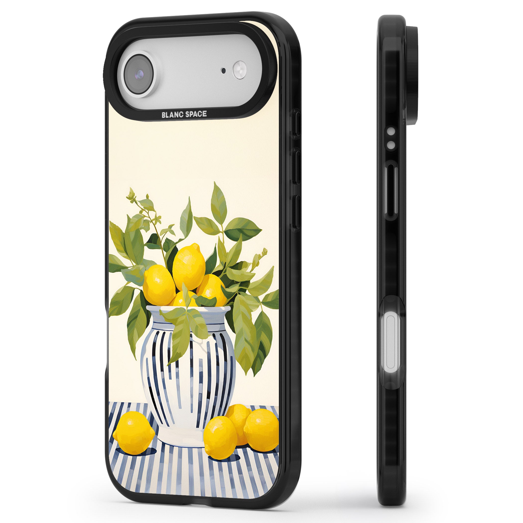 Lemon Plant Vase iPhone 17 Air Impact Black Phone Case Side Profile