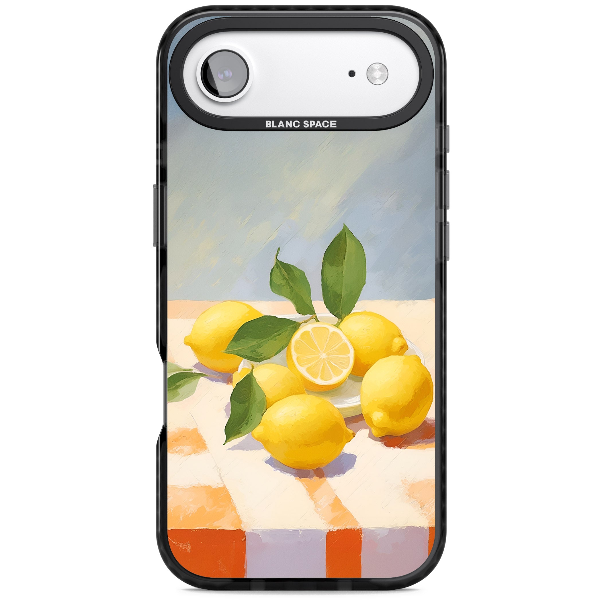 Lemons on Checkered Cloth iPhone 17 Air Impact Black Phone Case