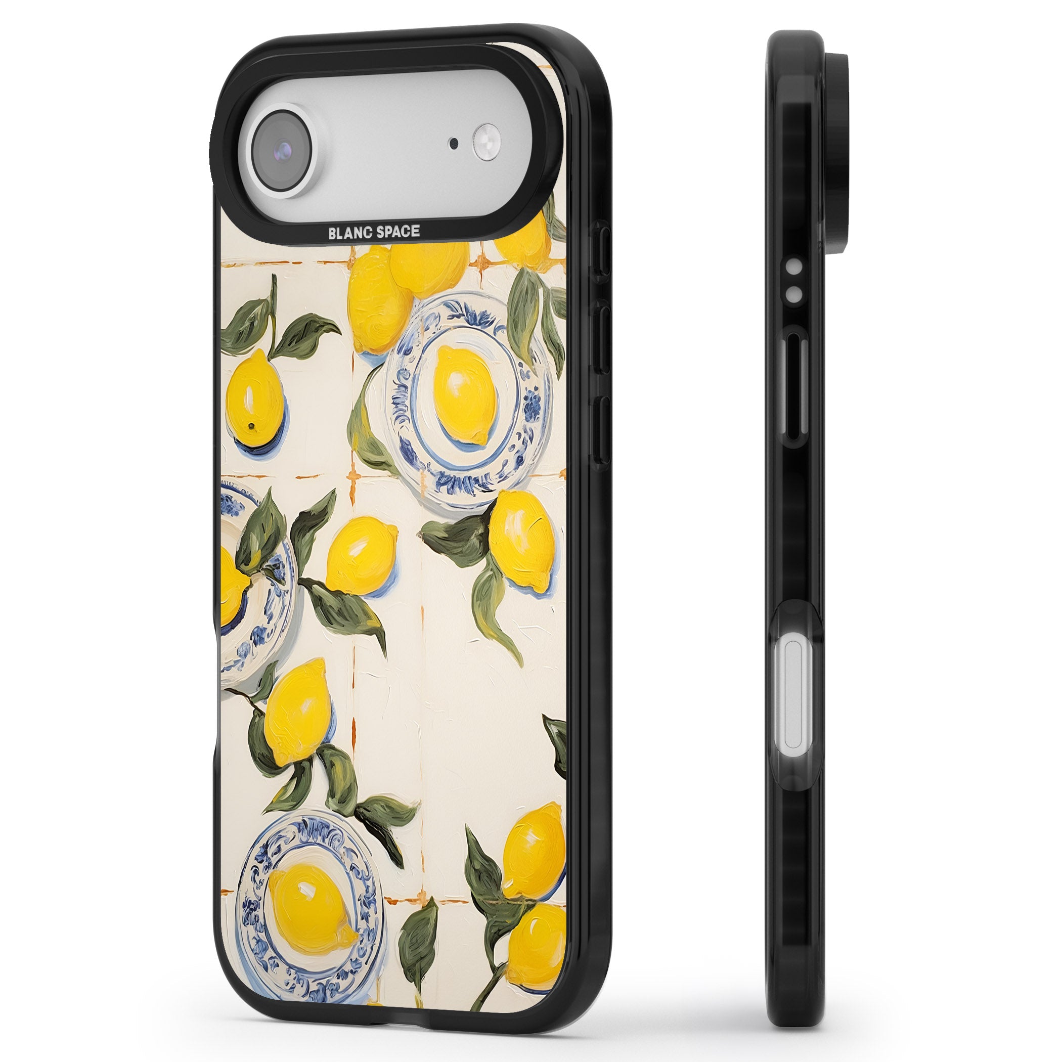 Lemons & Porcelain iPhone 17 Air Impact Black Phone Case Side Profile
