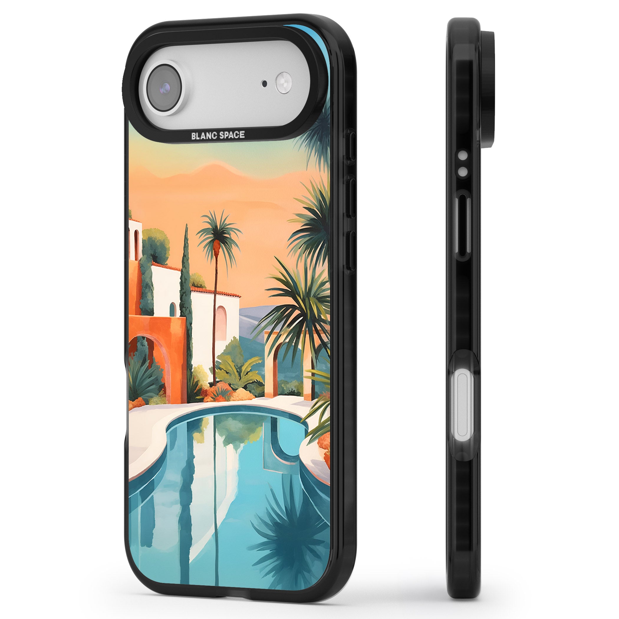 Villa Sunset iPhone 17 Air Impact Black Phone Case Side Profile