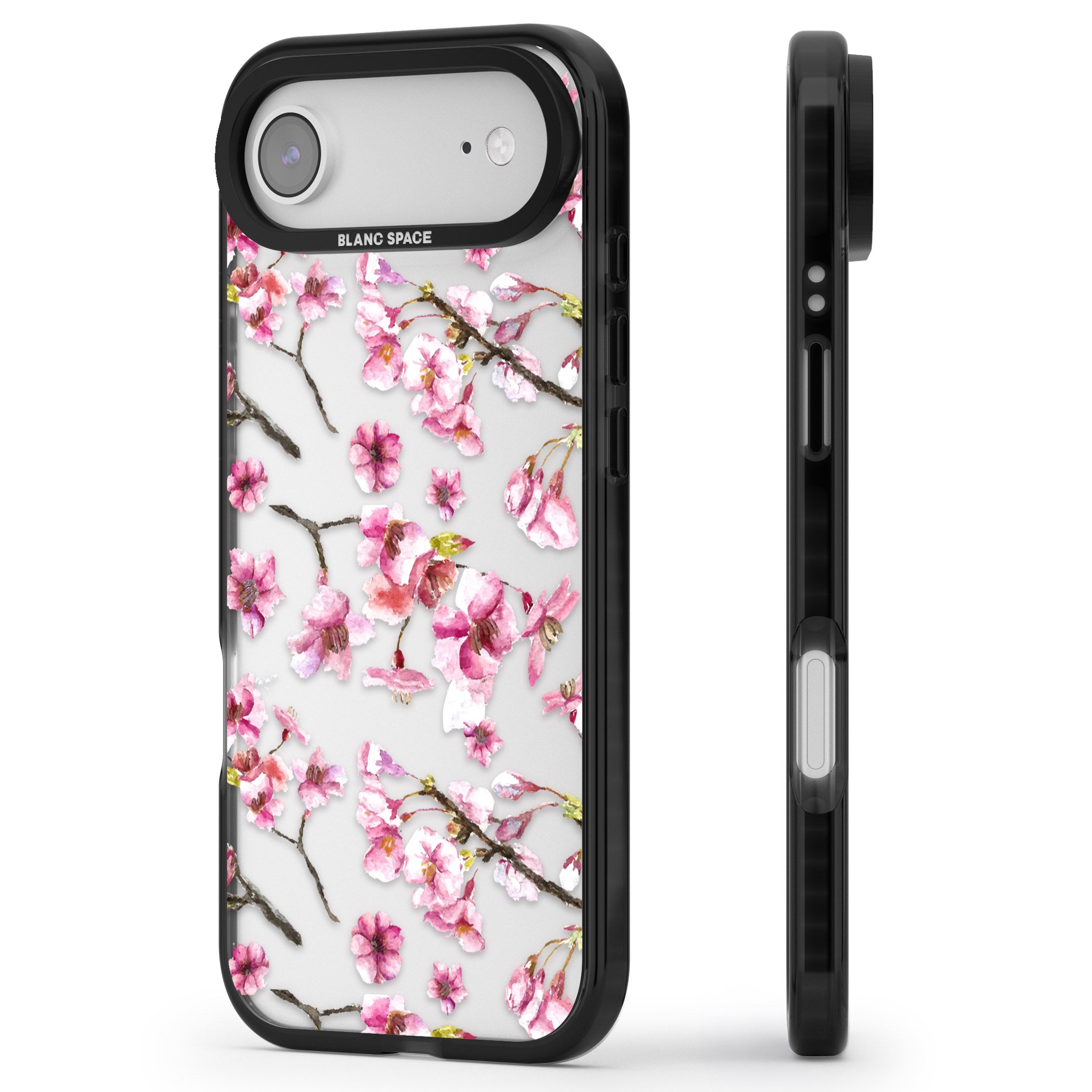 Sakura Bloom iPhone 17 Air Impact Black Phone Case Side Profile